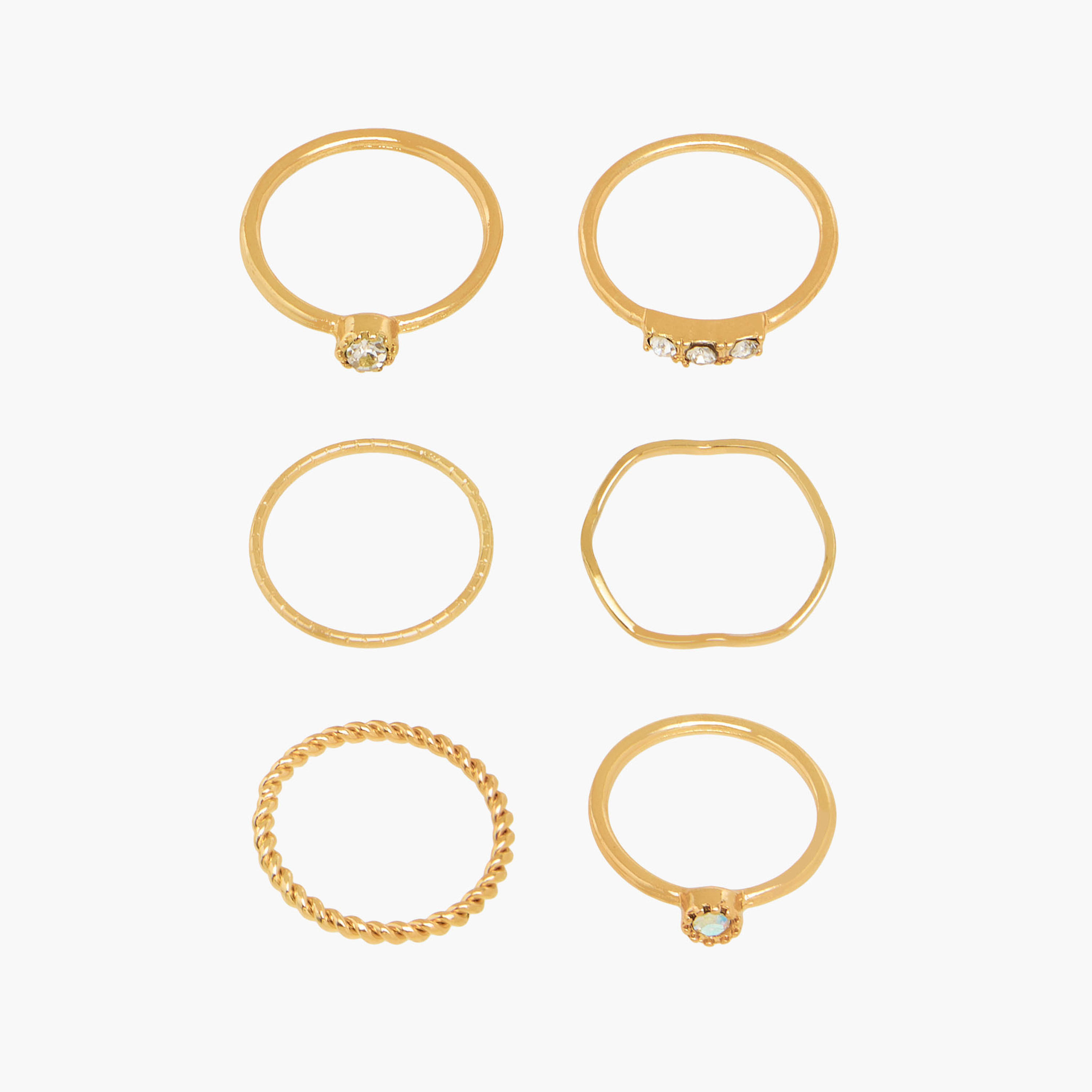 Set of 6 - Assorted Gold Tone Ring-women-watchesandjewellery-jewellery-rings-image-1