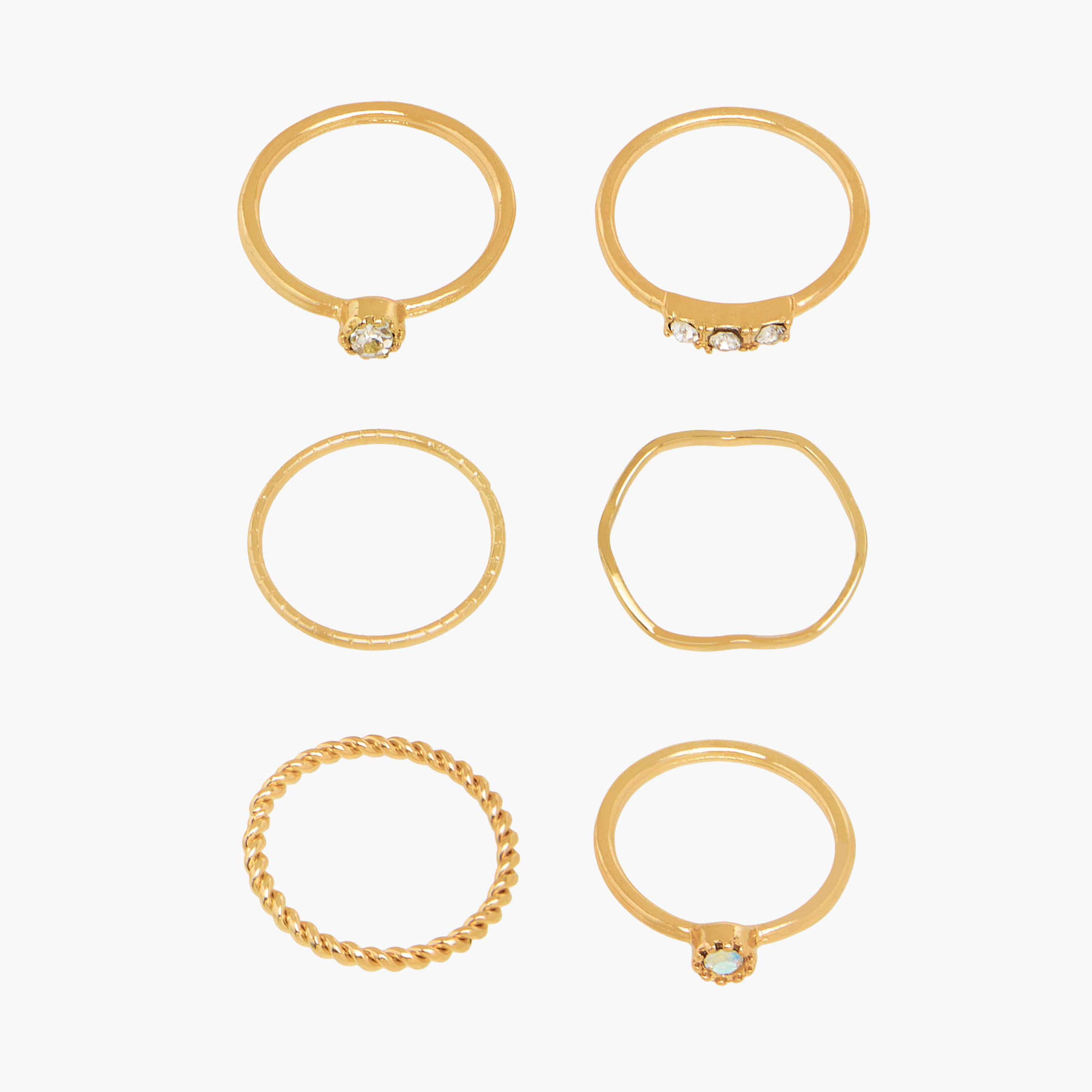 Set of 6 - Assorted Gold Tone Ring-women-watchesandjewellery-jewellery-rings-image-1