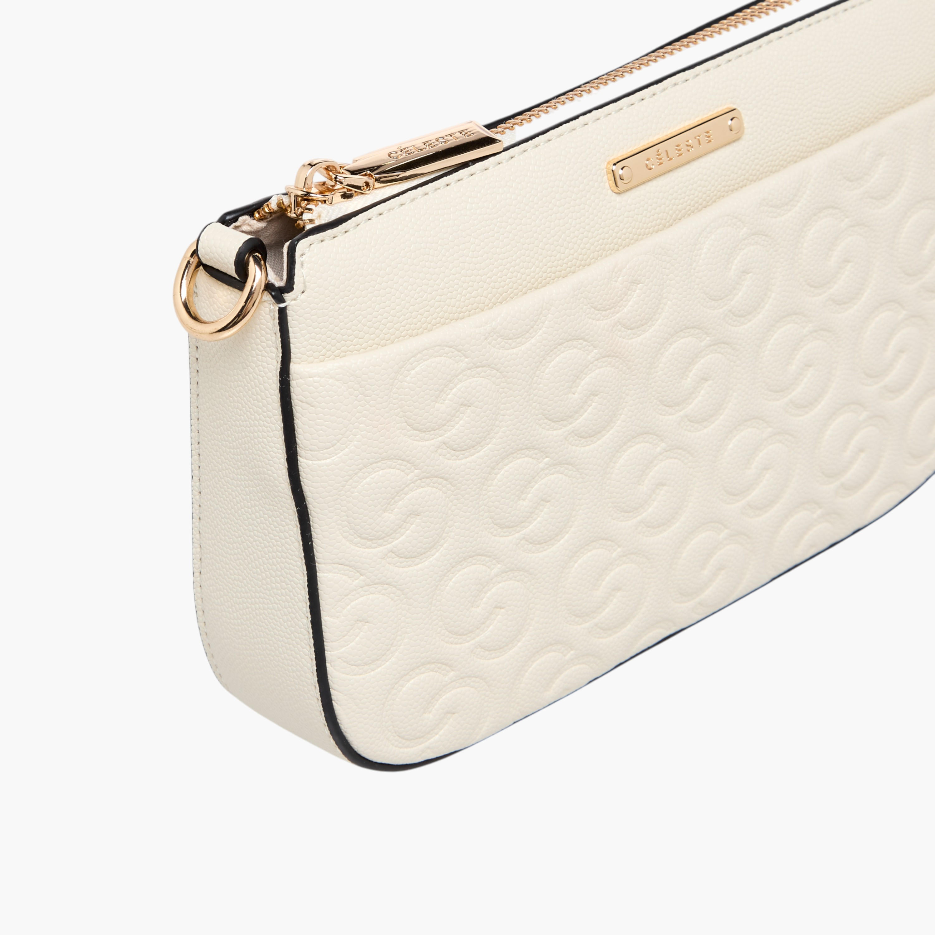 Celeste Monogram Embossed Crossbody Bag with Detachable Chain Strap and Zip Closure-women-bagsandwallets-handbags-image-4