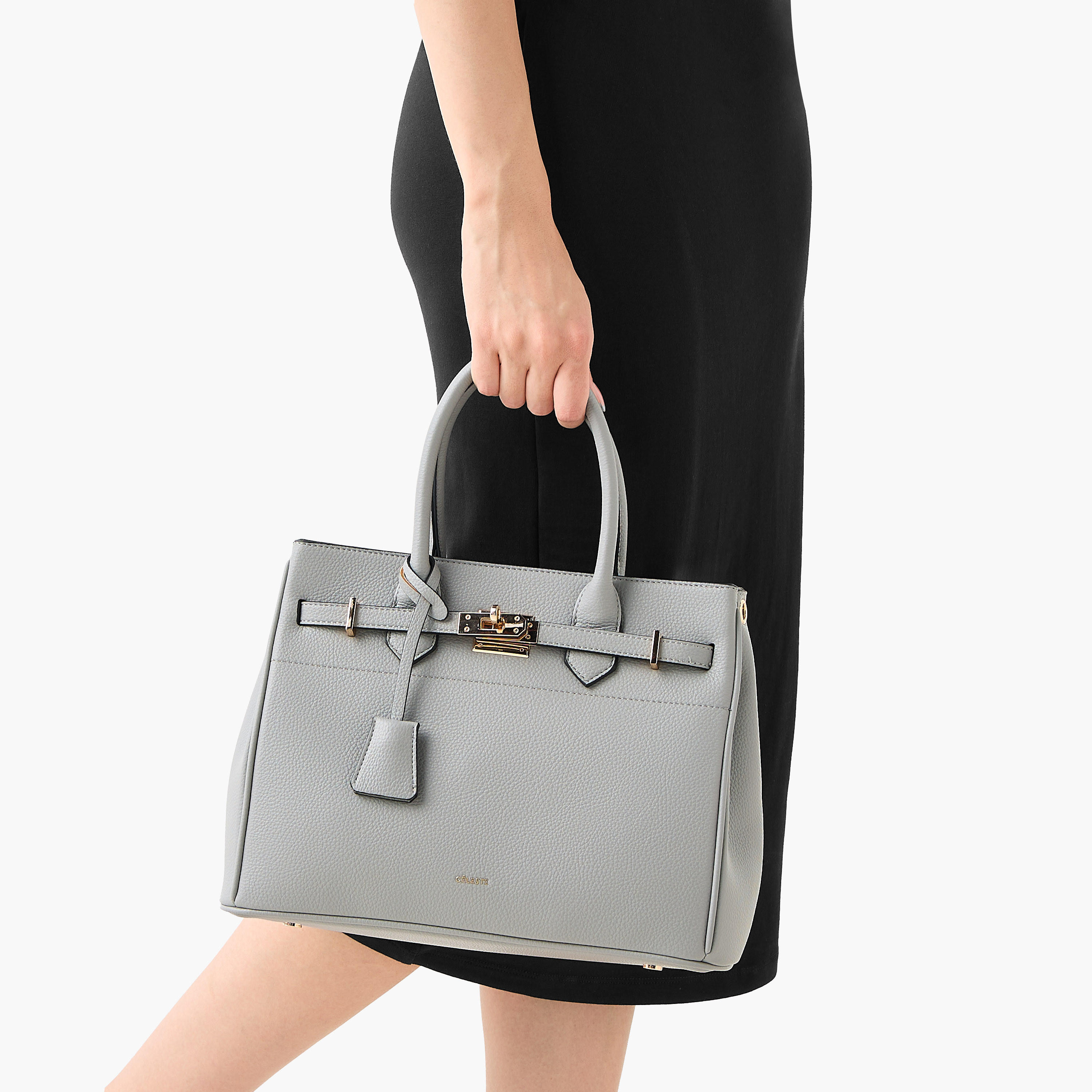 Celeste Solid Tote Bag with Double Handle and Zip Closure-women-bagsandwallets-handbags-image-2