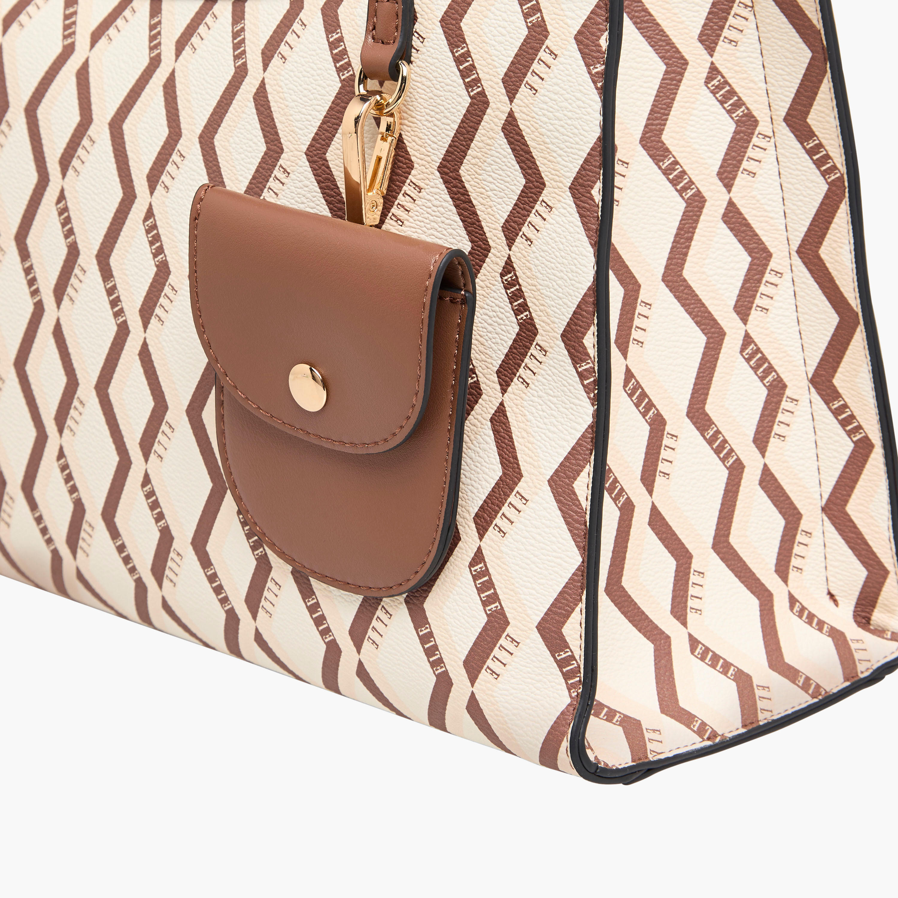 Elle Monogram Prin Tote Bag with Detachable Pouch and Zip Closure-women-bagsandwallets-handbags-image-5