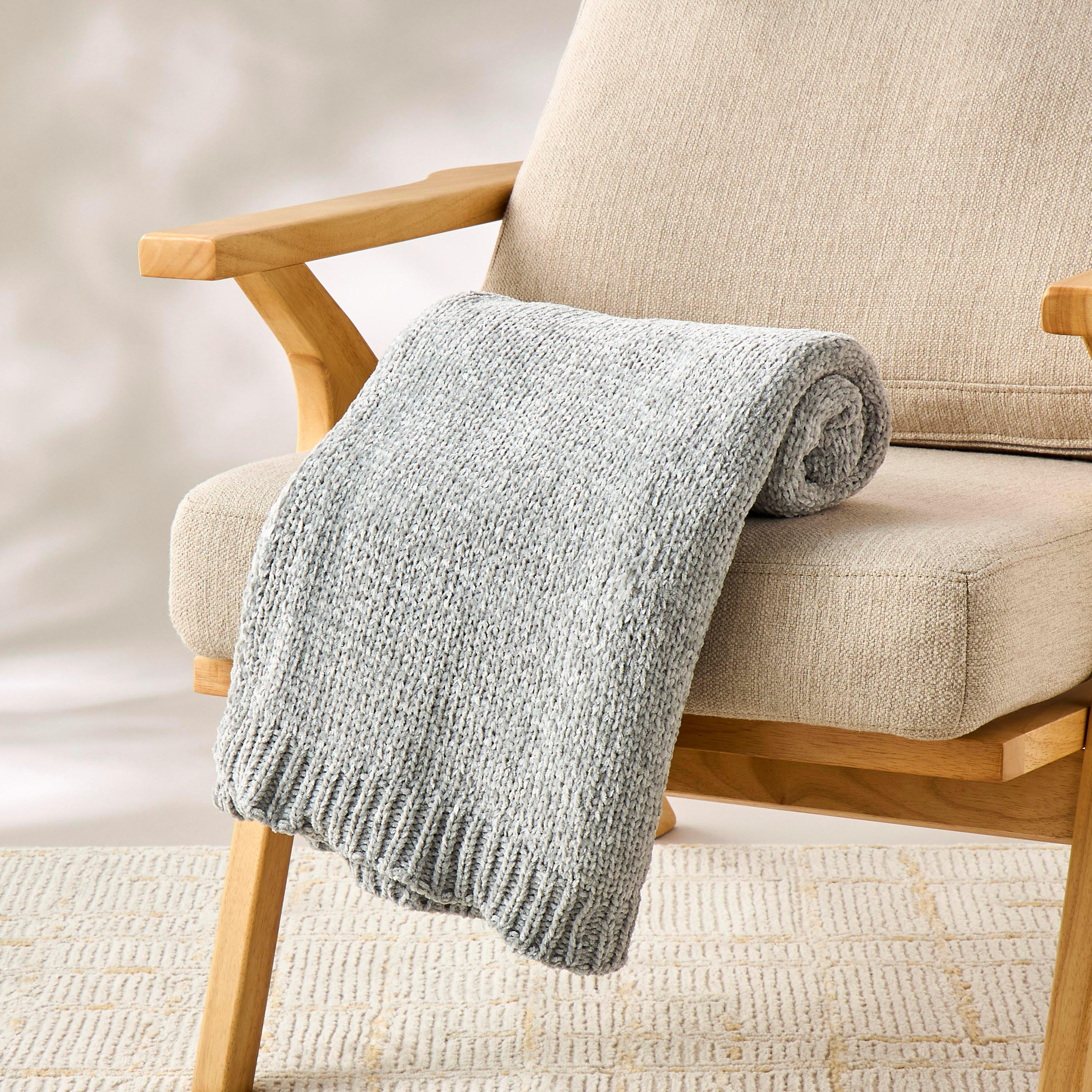 Knitted Chenille Throw - 127x152 cms-household-cushionsandthrows-throwsandblankets-throws-image-1