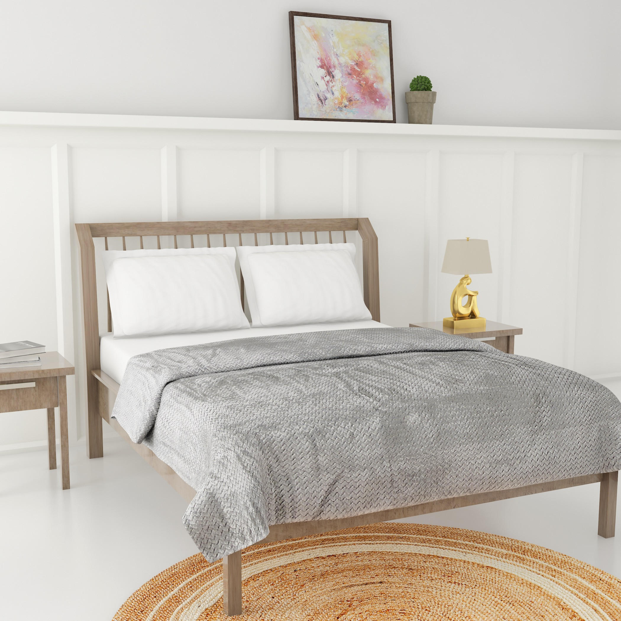 بطانية جاكار شيفرون بارزة الملمس - 150x200 سم-household-bedding-blankets-image-2