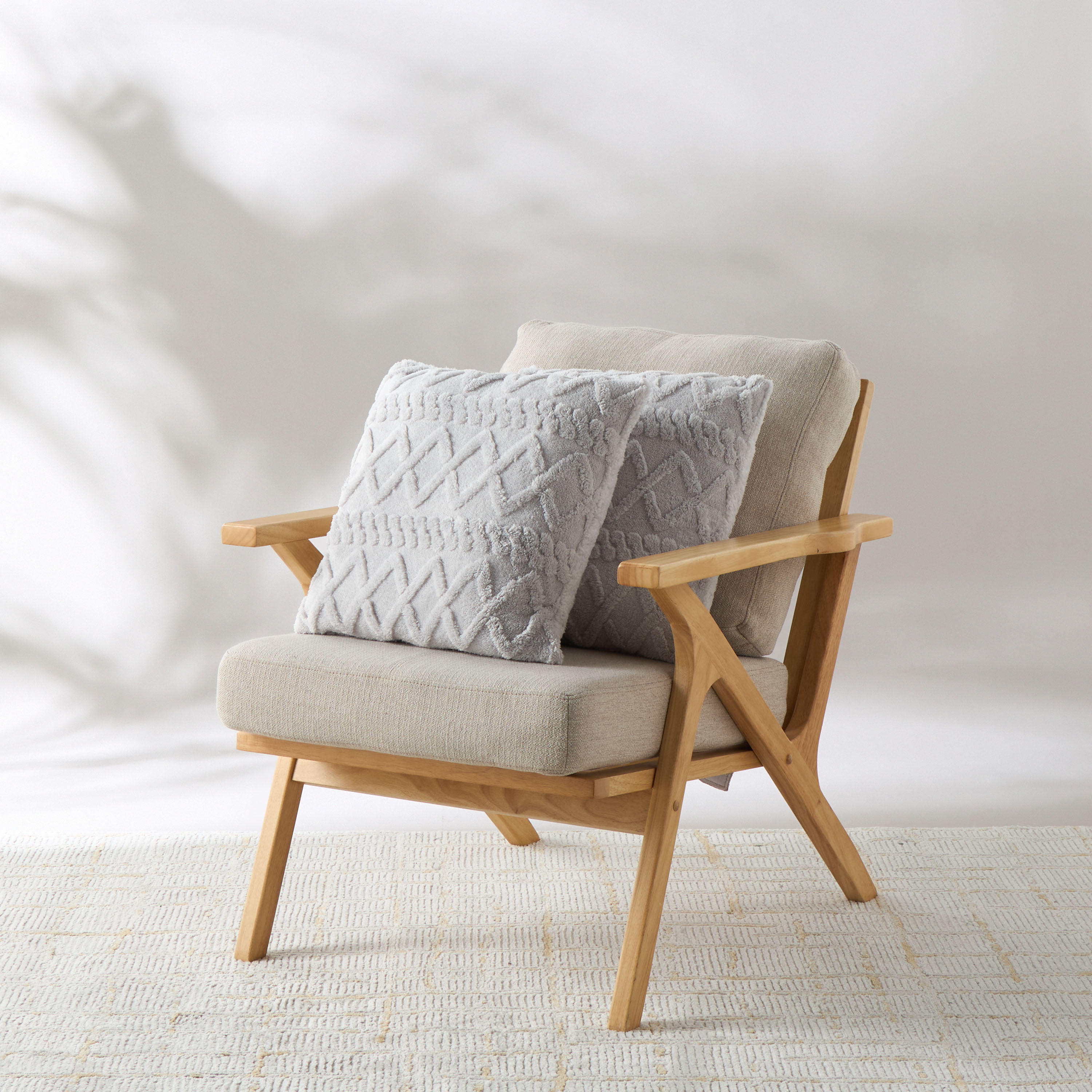 Textured Jacquard Faux Fur Filled Cushion - Set of 2-household-cushionsandthrows-filledcushions-decorativecushions-image-1