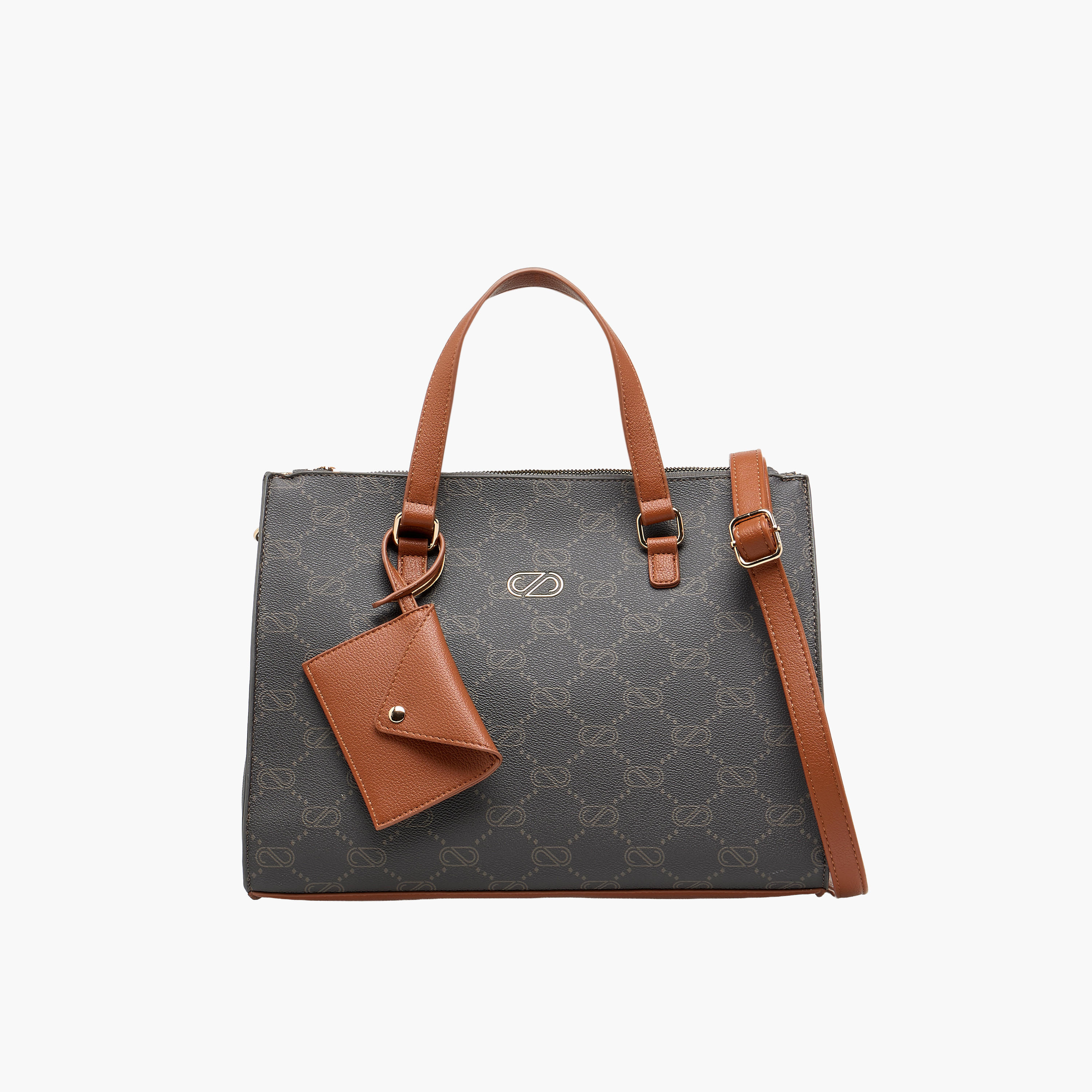 شنطة توتي بطبعات مونوجرام مع محفظة من ساشا-women-bagsandwallets-handbags-image-1