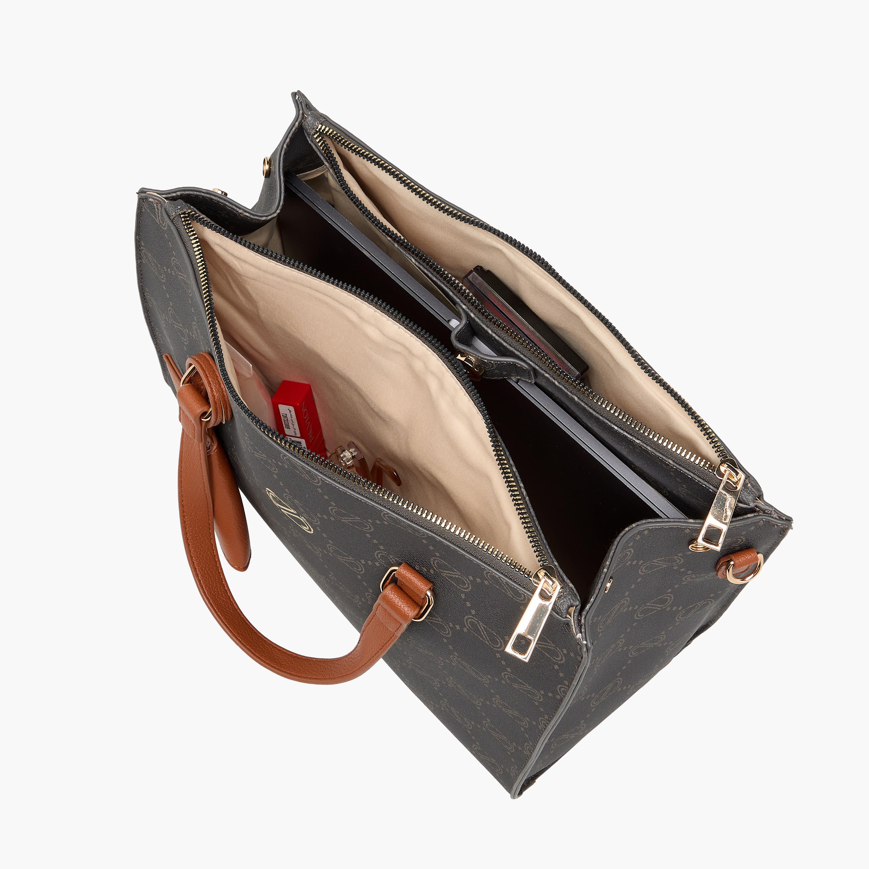 شنطة توتي بطبعات مونوجرام مع محفظة من ساشا-women-bagsandwallets-handbags-image-9