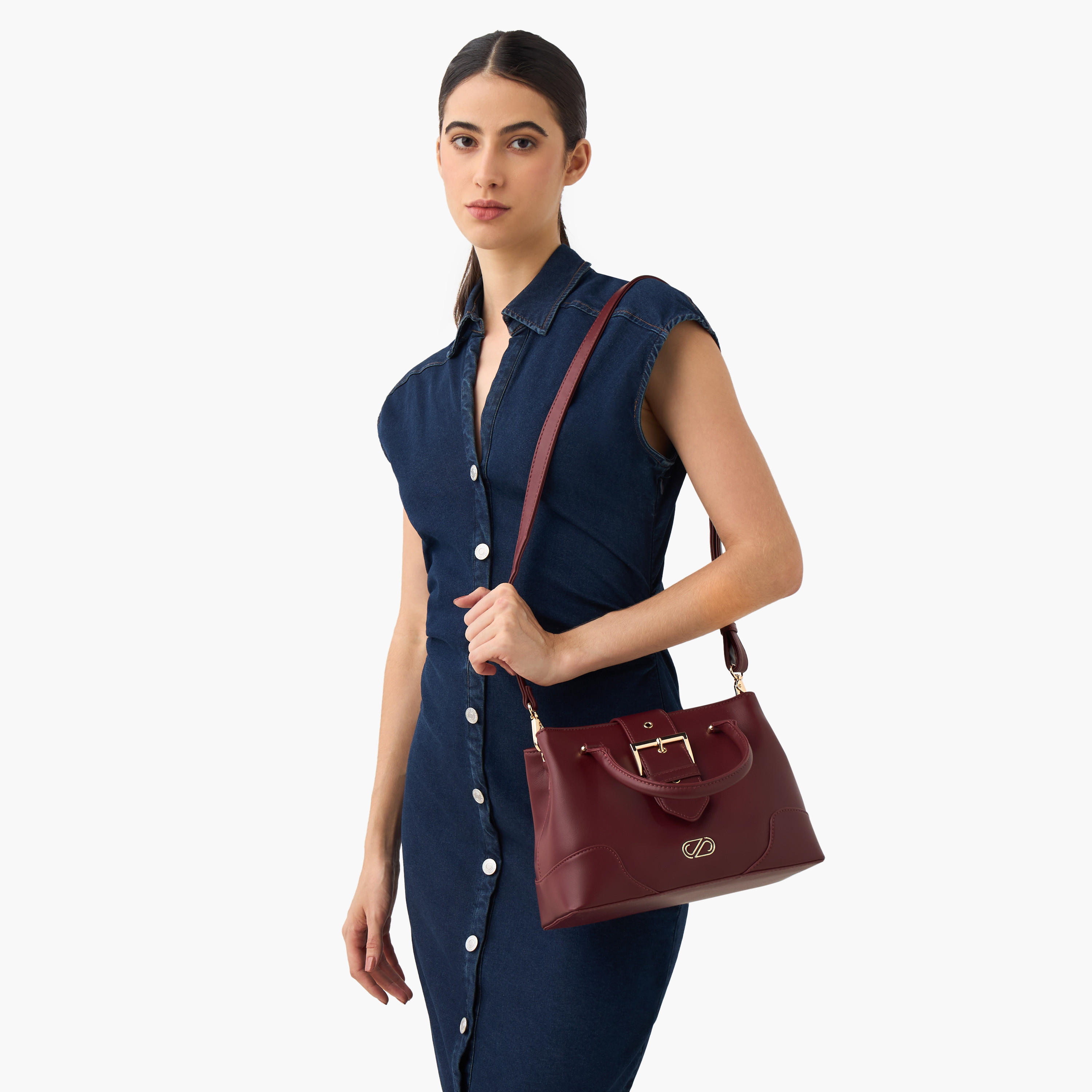 Sasha Buckle Detail Crossbody Bag with Detachable Strap-women-bagsandwallets-handbags-image-2