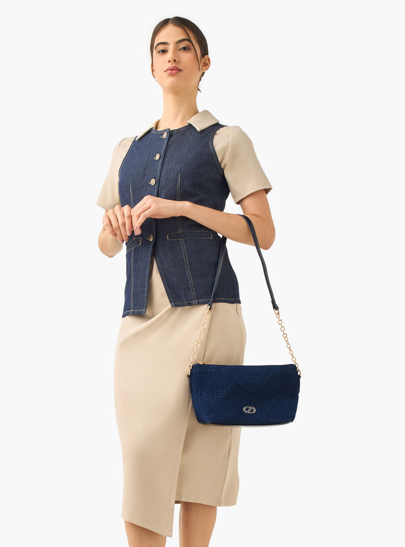 Sasha Textured Crossbody Bag with Chain Detail Strap-women-bagsandwallets-handbags-image-2