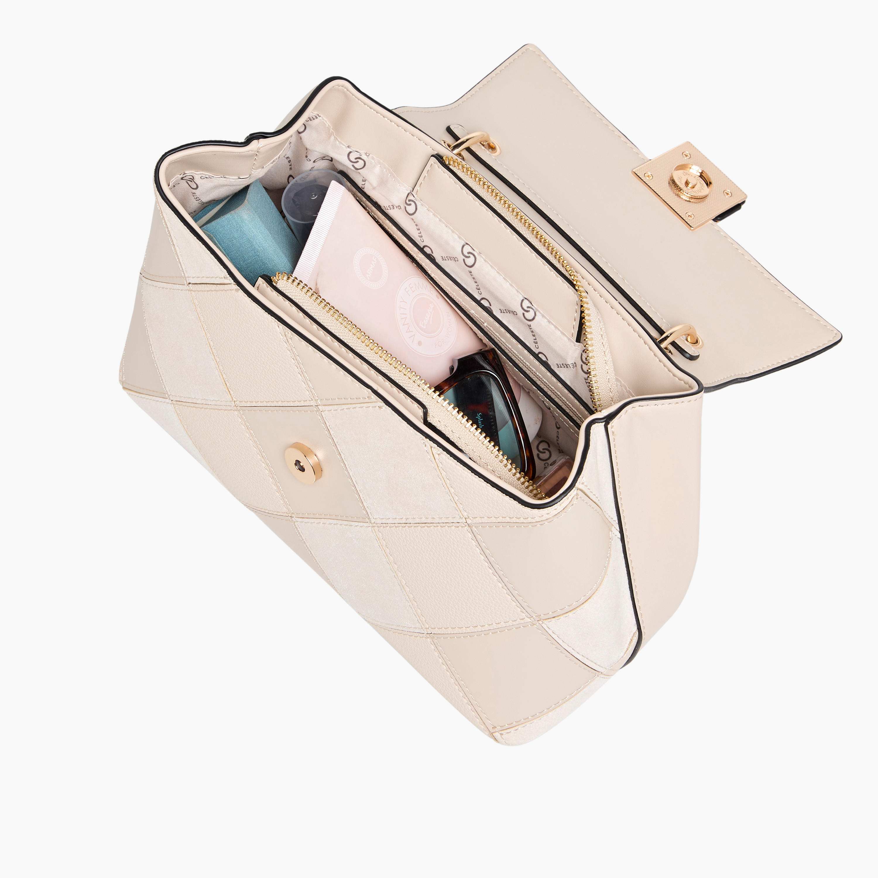 Celeste Panelled Satchel Bag with Detachable Strap and Flap Closure-women-bagsandwallets-handbags-image-7