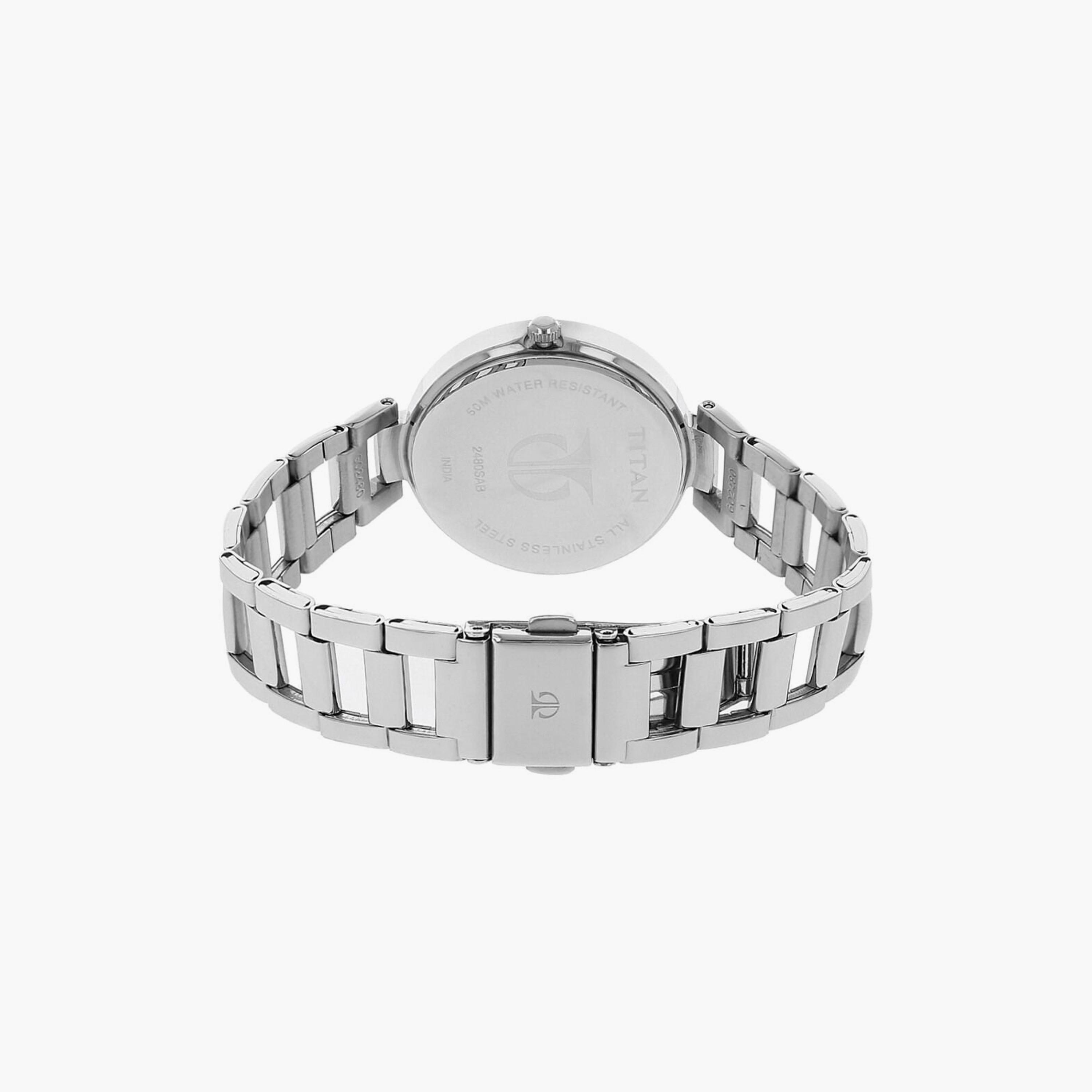 ساعة يد نسائية تيتان بقطر 35 مم أنالوج فضية ستانلس ستيل | 2480SM02-women-watchesandjewellery-watches-image-3