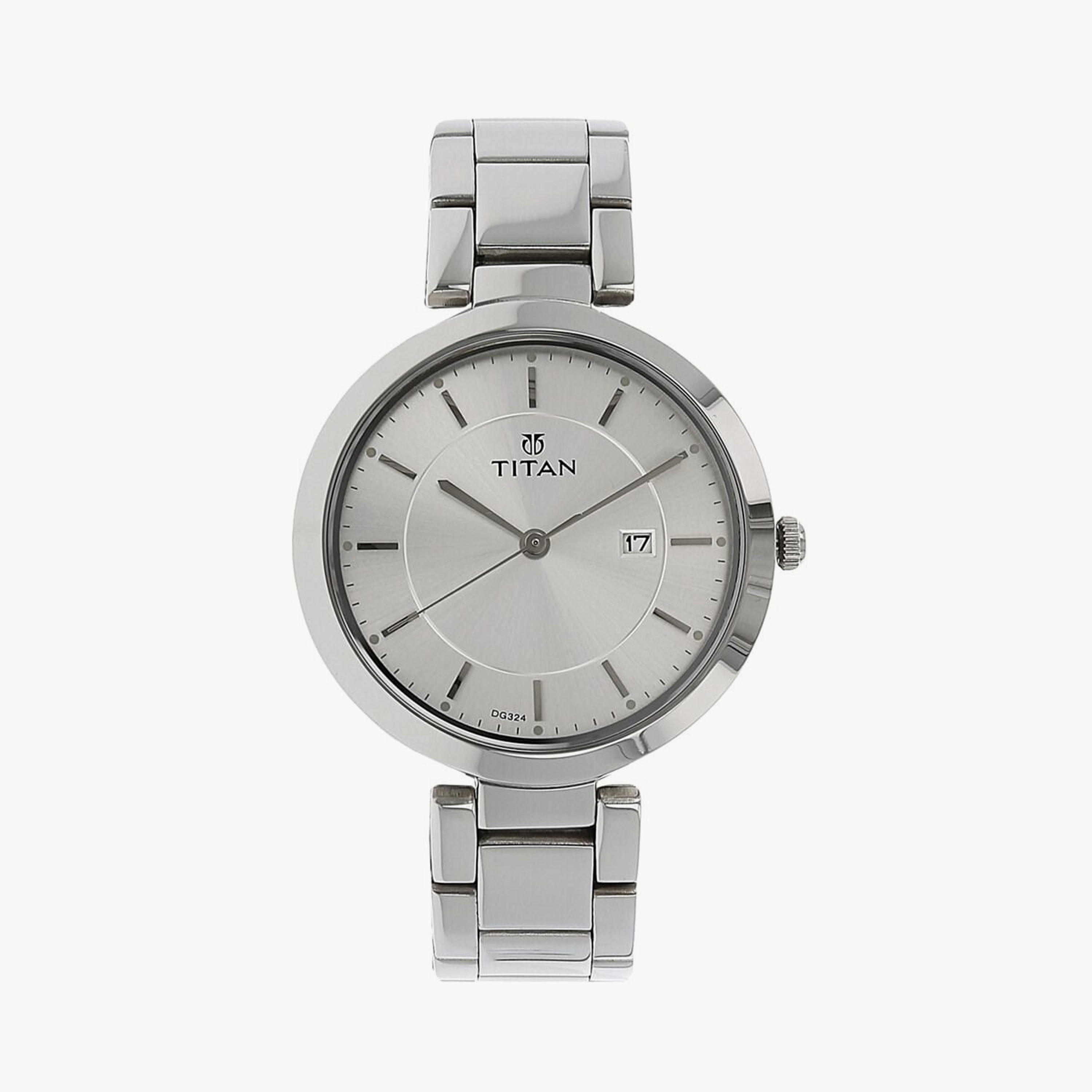 Titan Women's 35 MM Silver Analog Stainless Steel Watch | 2480SM07-women-watchesandjewellery-watches-image-1
