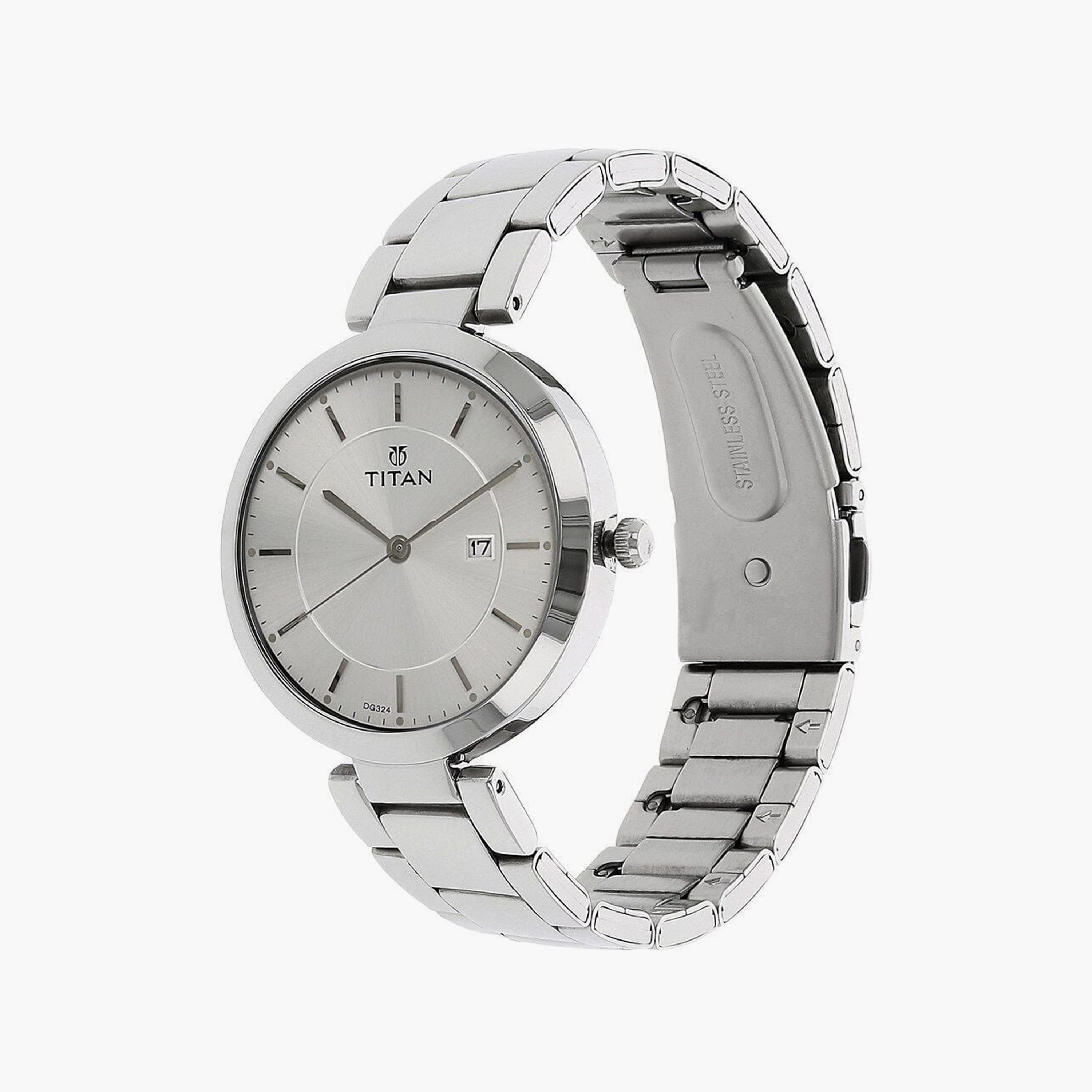 ساعة يد نسائية تيتان بقطر 35 مم أنالوج فضية ستانلس ستيل | 2480SM07-women-watchesandjewellery-watches-image-2