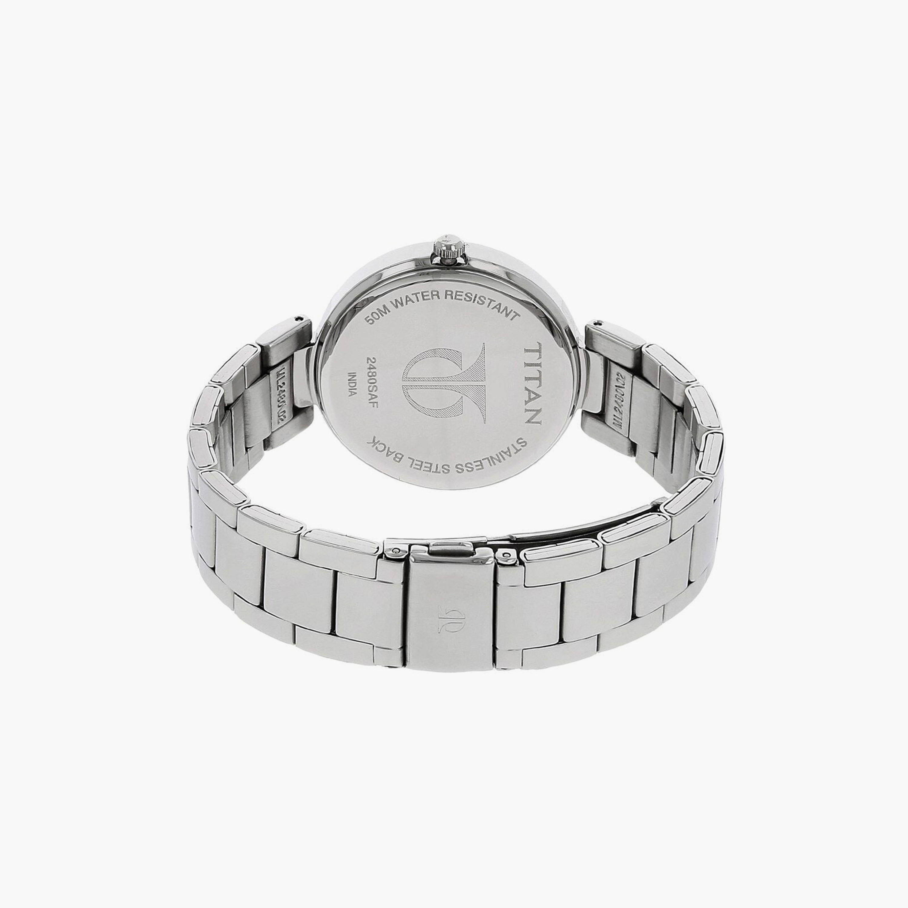 Titan Women's 35 MM Silver Analog Stainless Steel Watch | 2480SM07-women-watchesandjewellery-watches-image-3