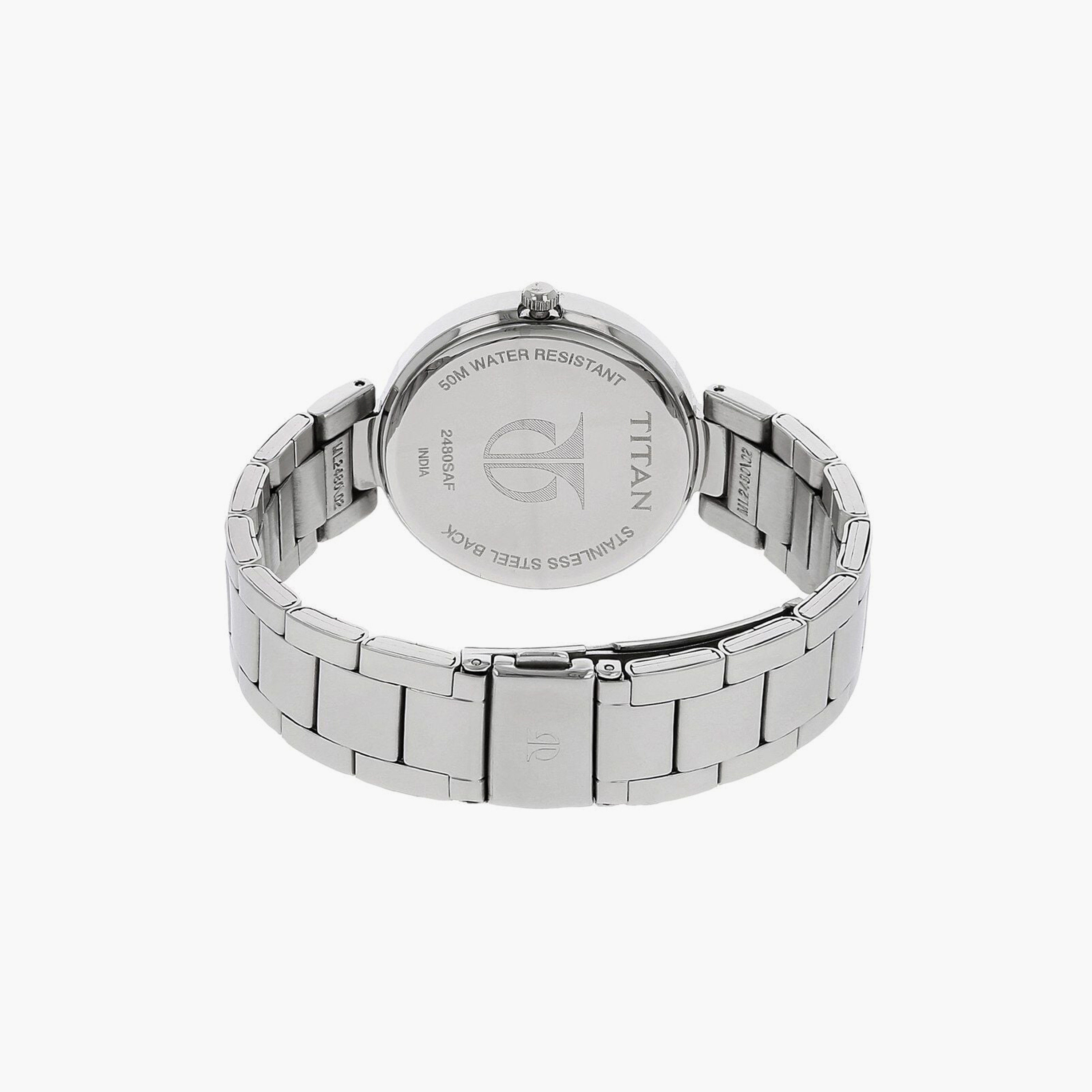 ساعة يد نسائية تيتان بقطر 35 مم أنالوج فضية ستانلس ستيل | 2480SM07-women-watchesandjewellery-watches-image-3