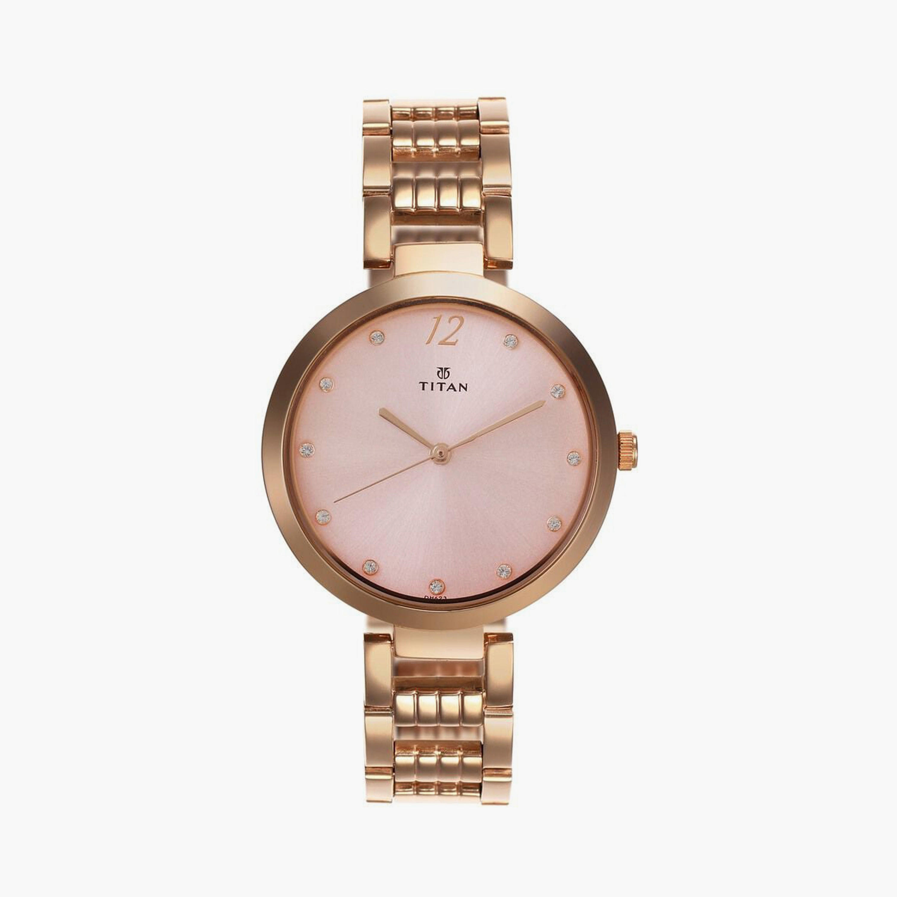 Titan Women's 35 MM Rose Gold Analog Stainless Steel Watch | 2480WM03-women-watchesandjewellery-watches-image-1
