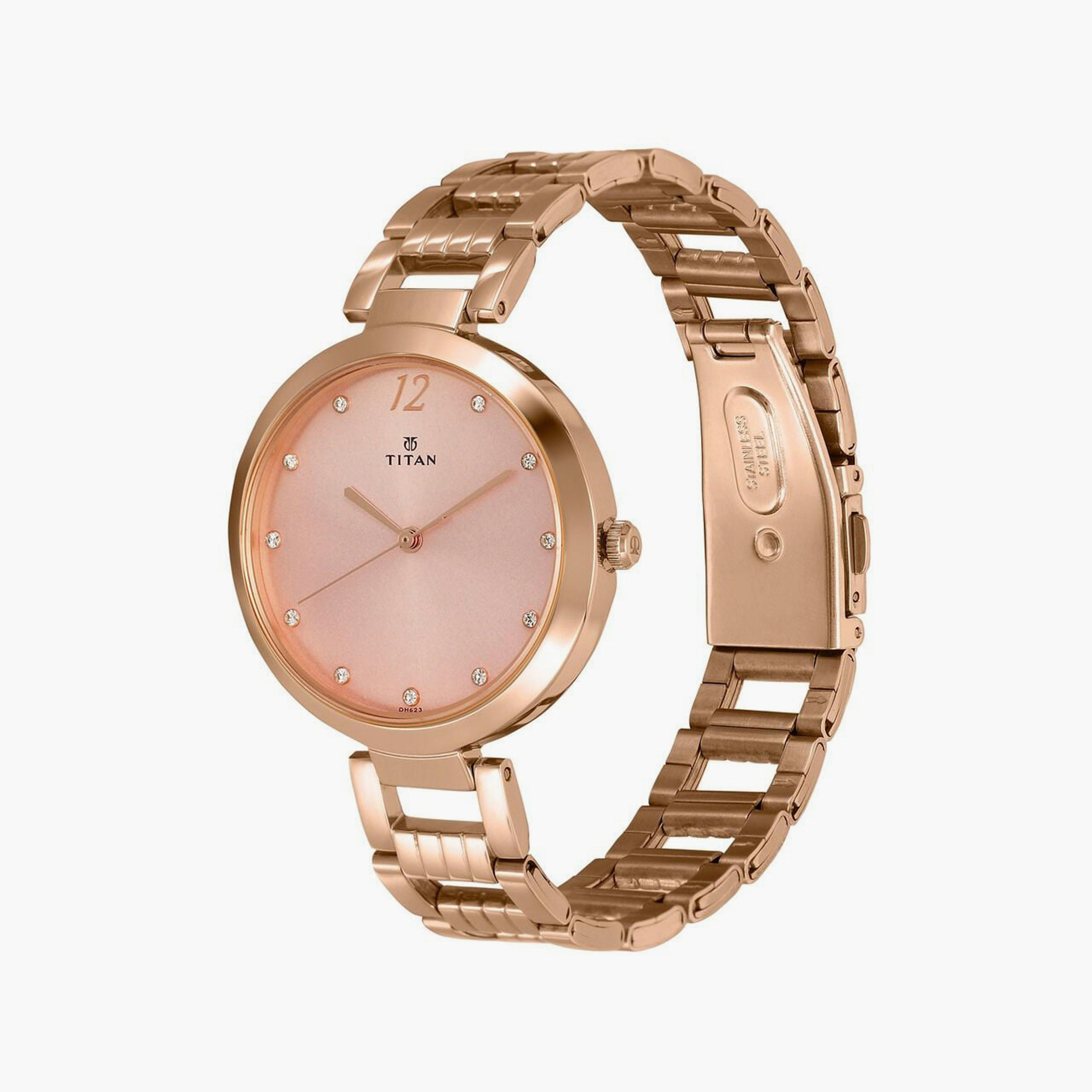 Titan Women's 35 MM Rose Gold Analog Stainless Steel Watch | 2480WM03-women-watchesandjewellery-watches-image-2