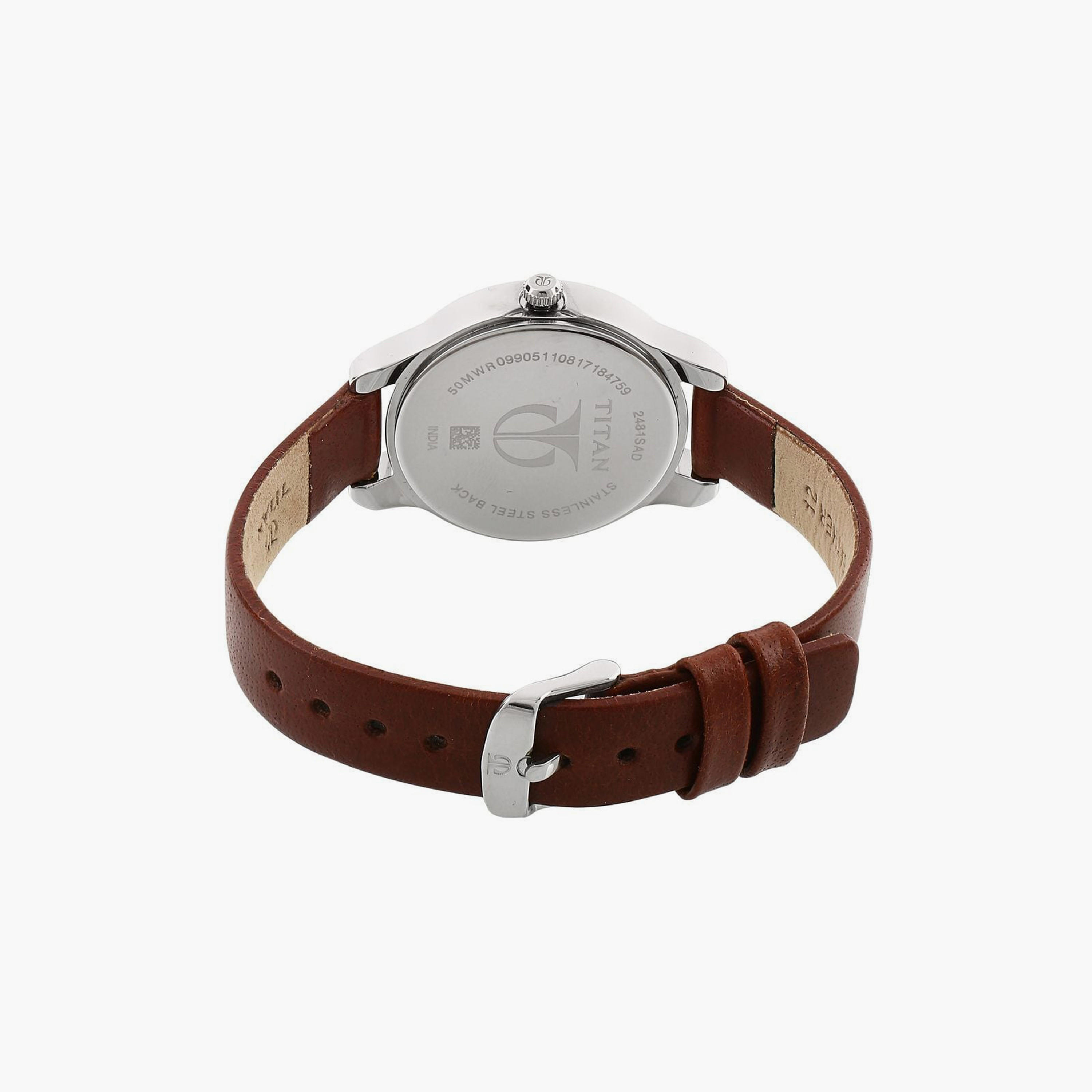 ساعة يد نسائية تيتان بقطر 31 مم أنالوج بنية حزام جلد | 2481SL07-women-watchesandjewellery-watches-image-3