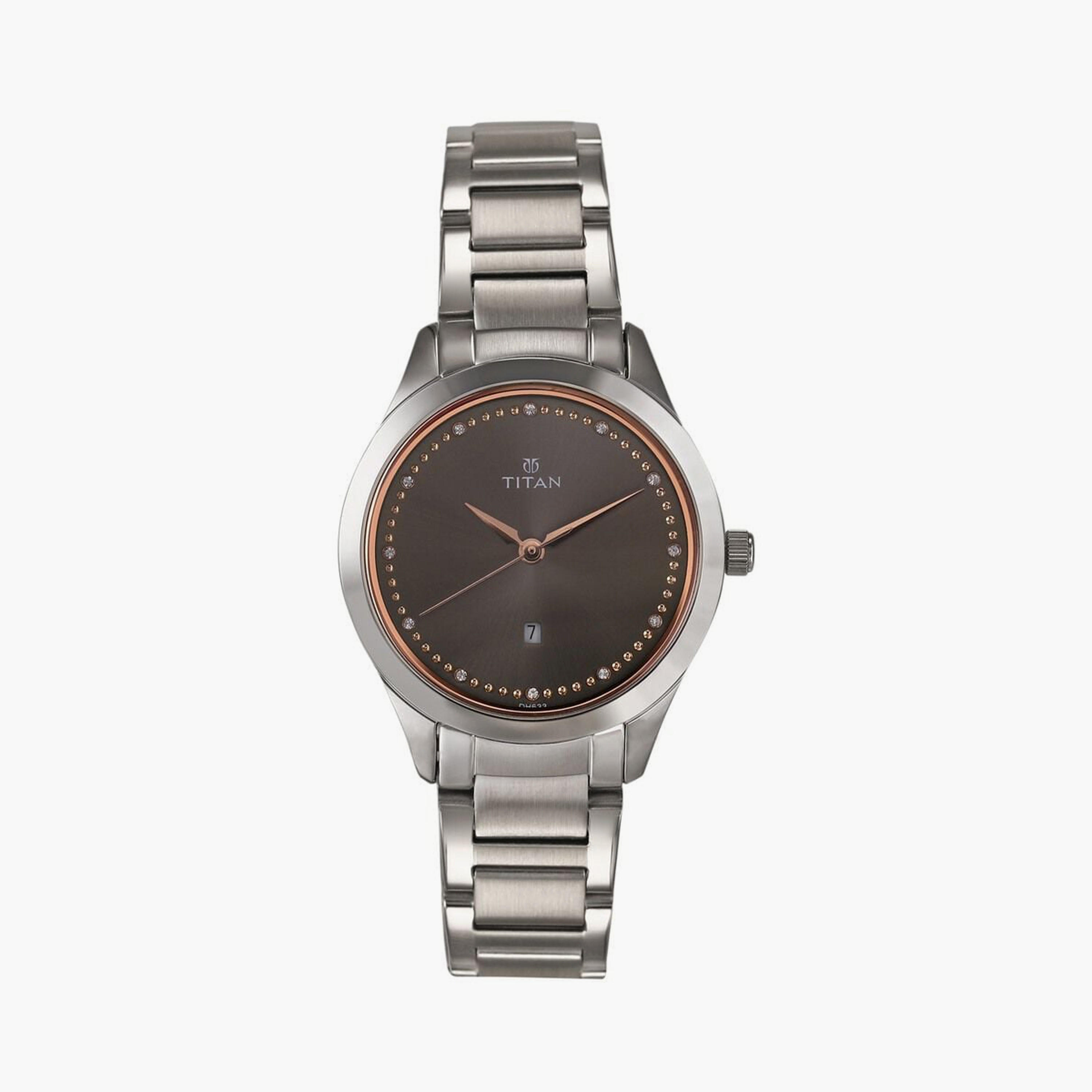 Titan Women's 33 MM Silver Analog Stainless Steel Watch | 2570SM07-women-watchesandjewellery-watches-image-1