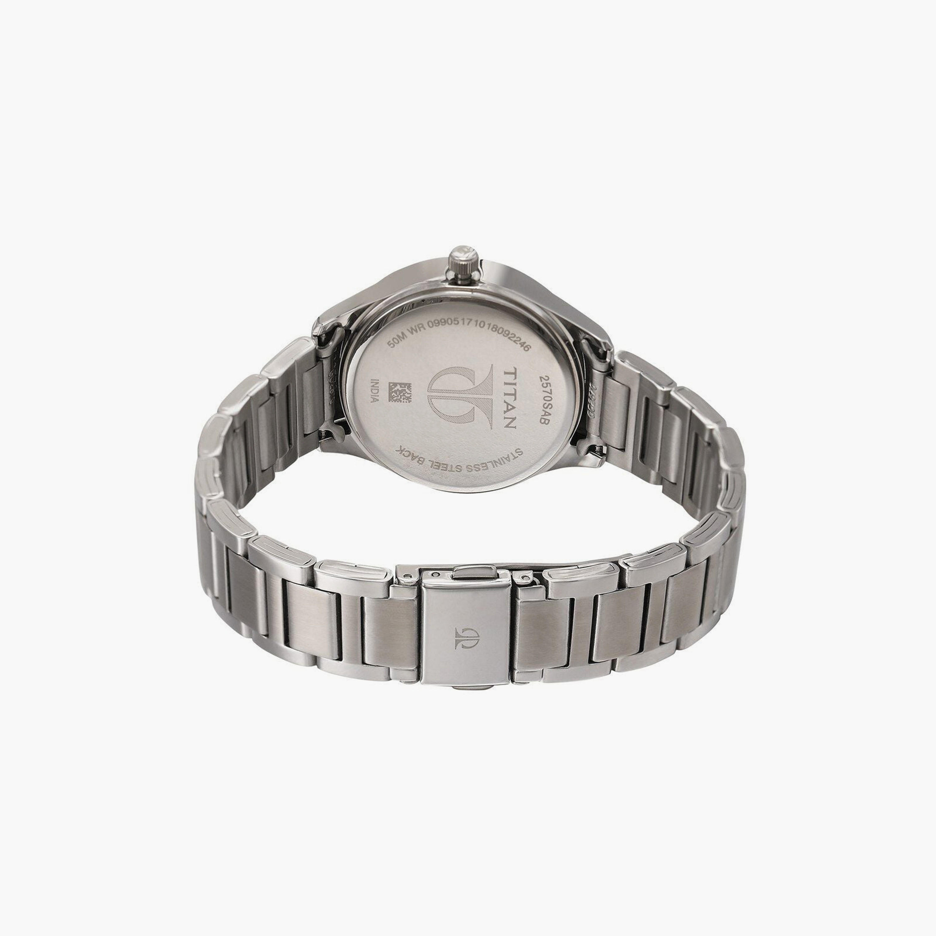 Titan Women's 33 MM Silver Analog Stainless Steel Watch | 2570SM07-women-watchesandjewellery-watches-image-3