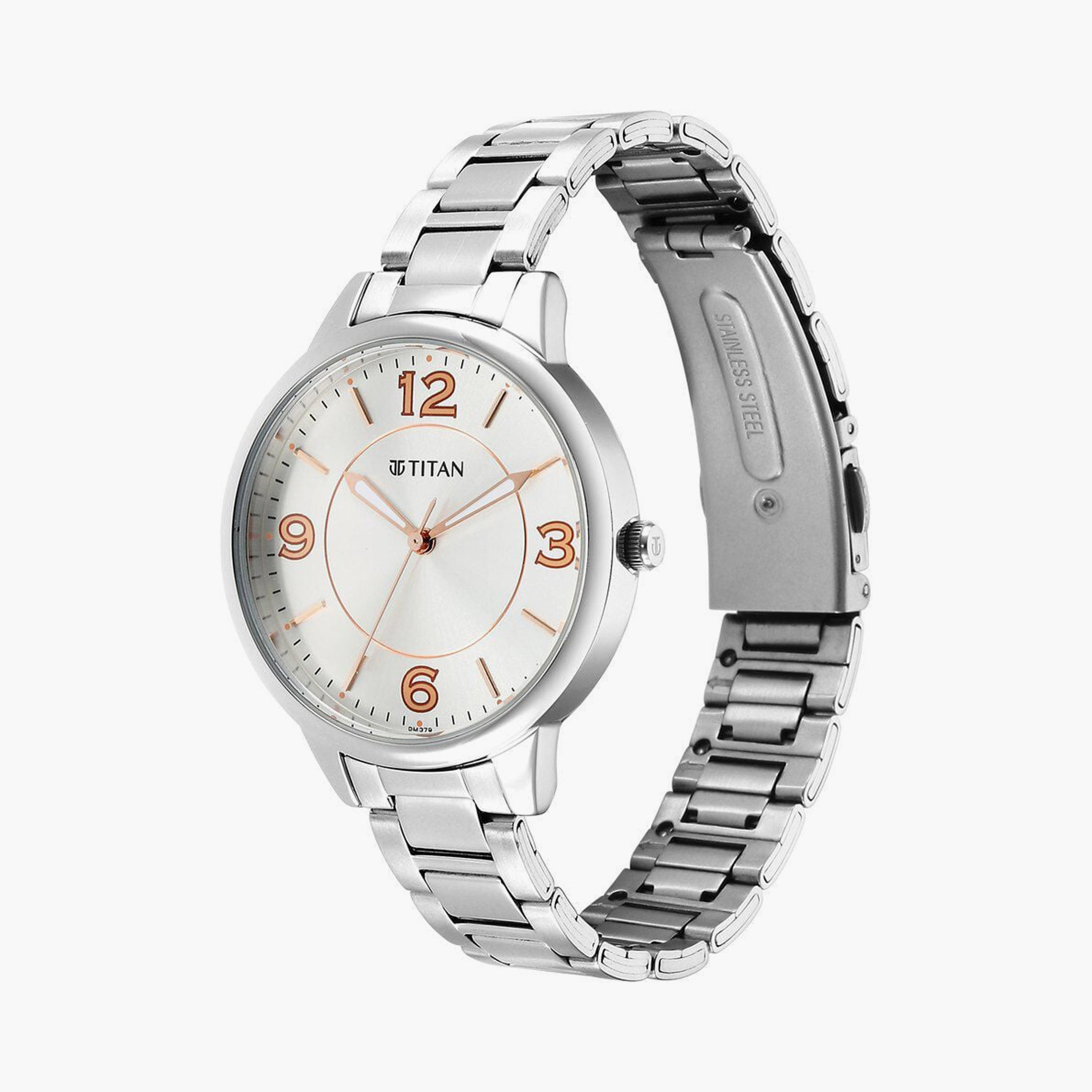 ساعة يد نسائية تيتان بقطر 37 مم أنالوج فضية ستانلس ستيل | 2617SM07-women-watchesandjewellery-watches-image-2