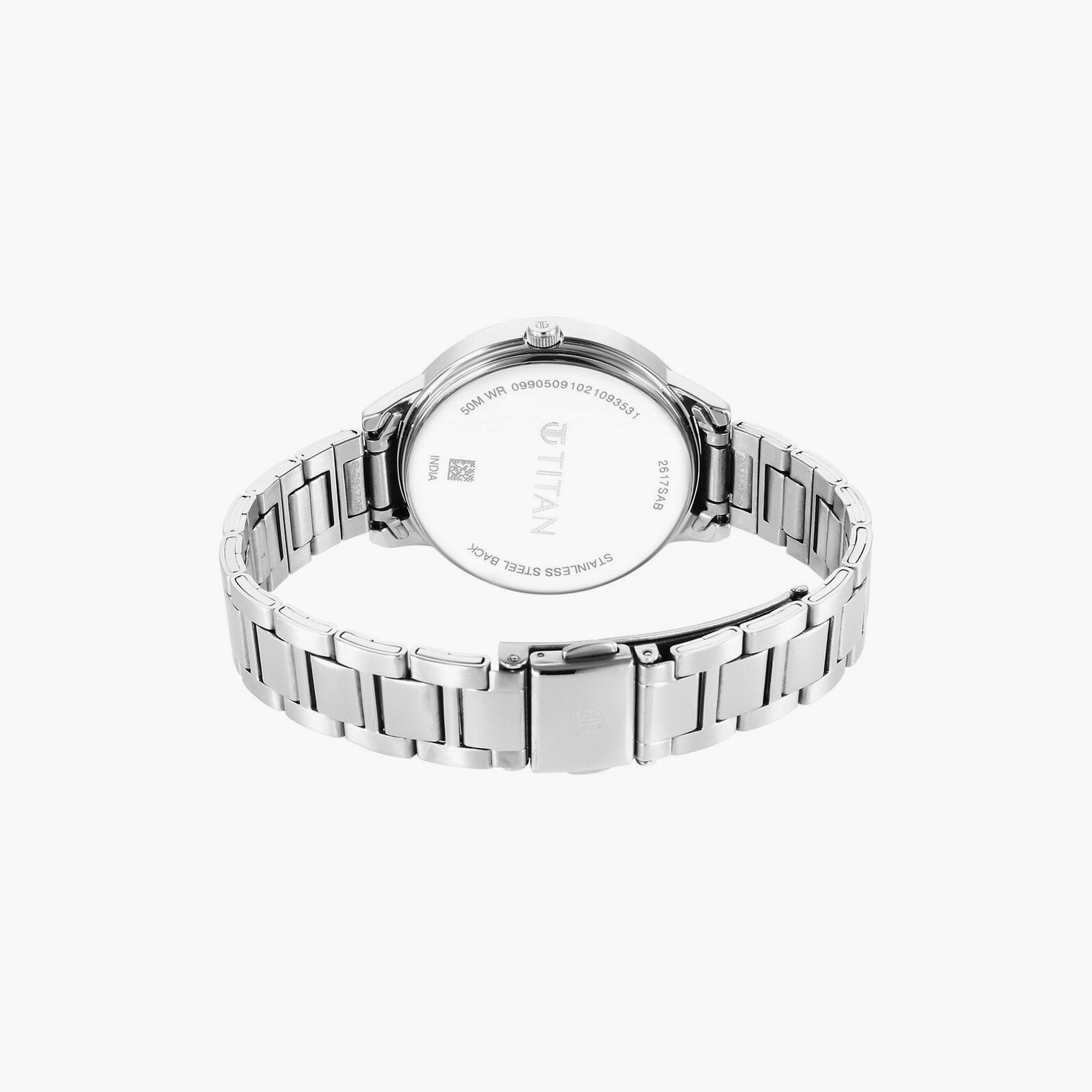 ساعة يد نسائية تيتان بقطر 37 مم أنالوج فضية ستانلس ستيل | 2617SM07-women-watchesandjewellery-watches-image-3