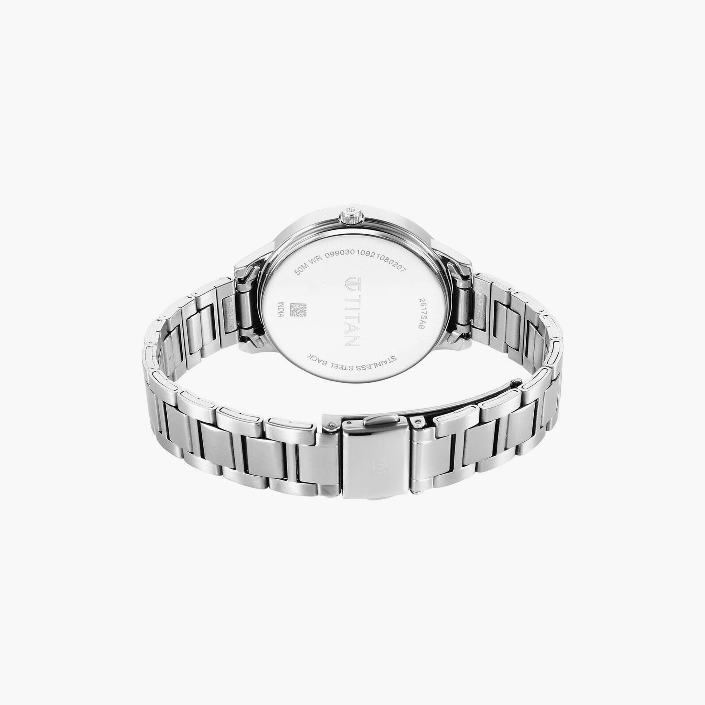 ساعة يد نسائية تيتان بقطر 37 مم أنالوج فضية ستانلس ستيل | 2617SM07-women-watchesandjewellery-watches-image-8