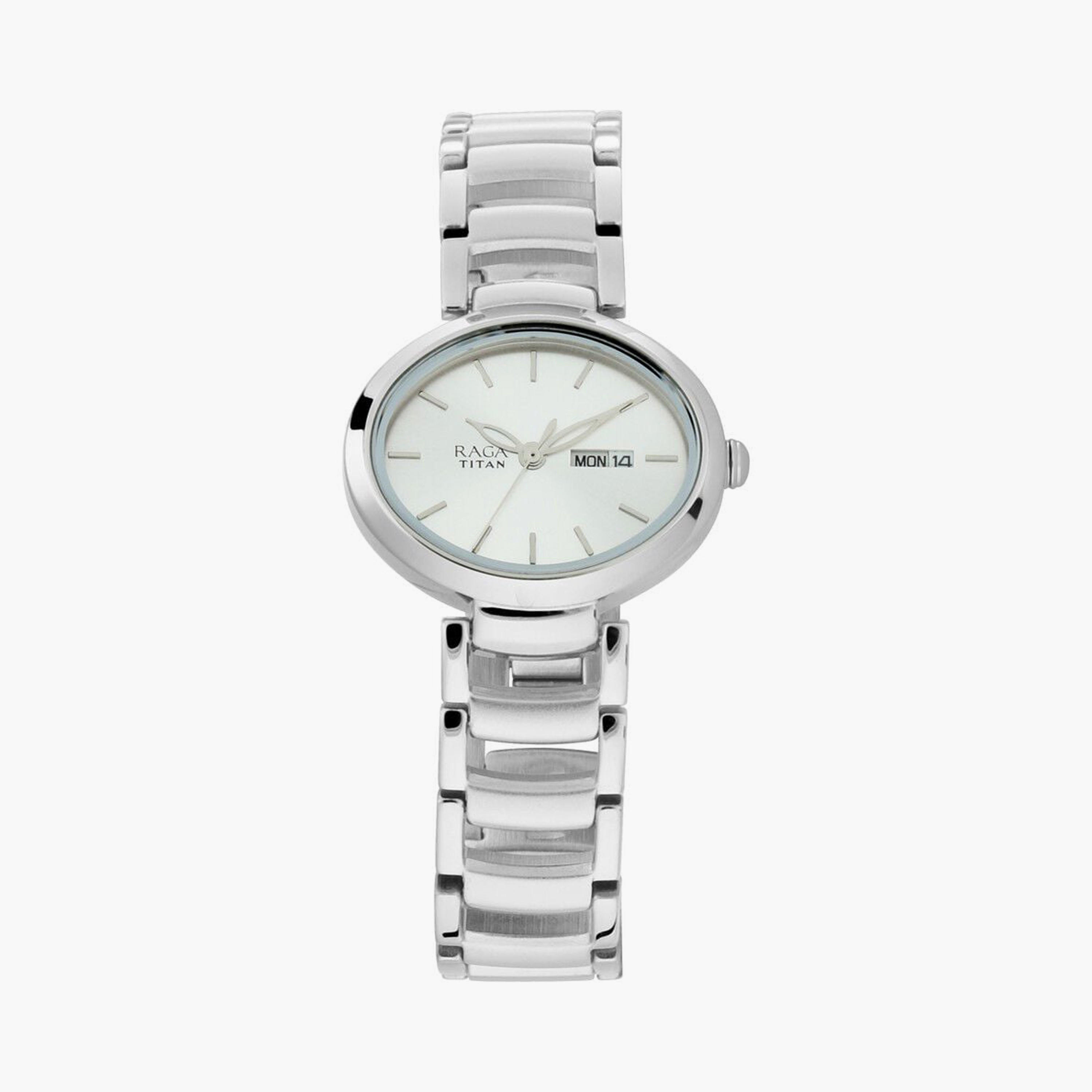 Titan Women's 30 MM Silver Analog Stainless Steel Watch | 2620SM01-women-watchesandjewellery-watches-image-1