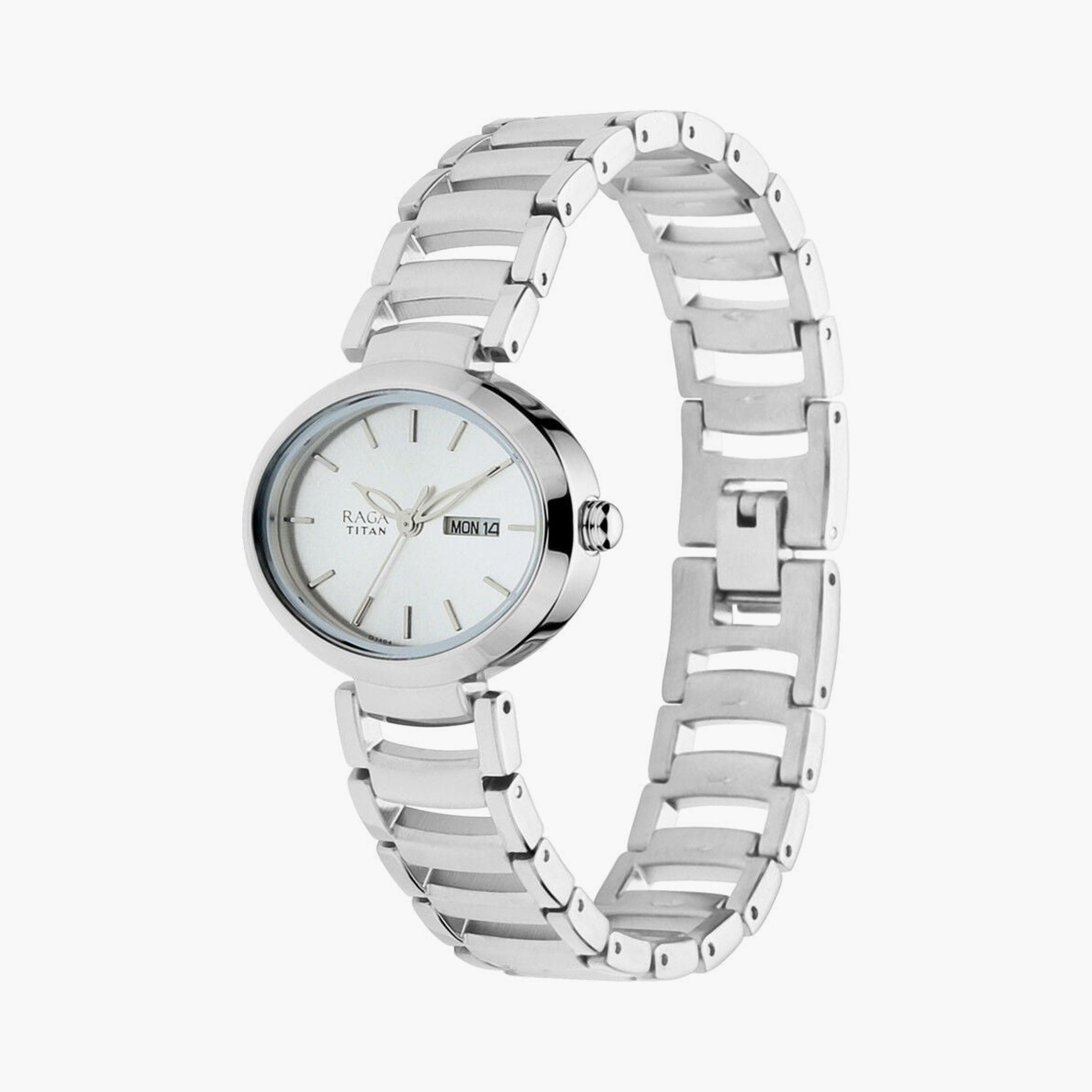 Titan Women's 30 MM Silver Analog Stainless Steel Watch | 2620SM01-women-watchesandjewellery-watches-image-2