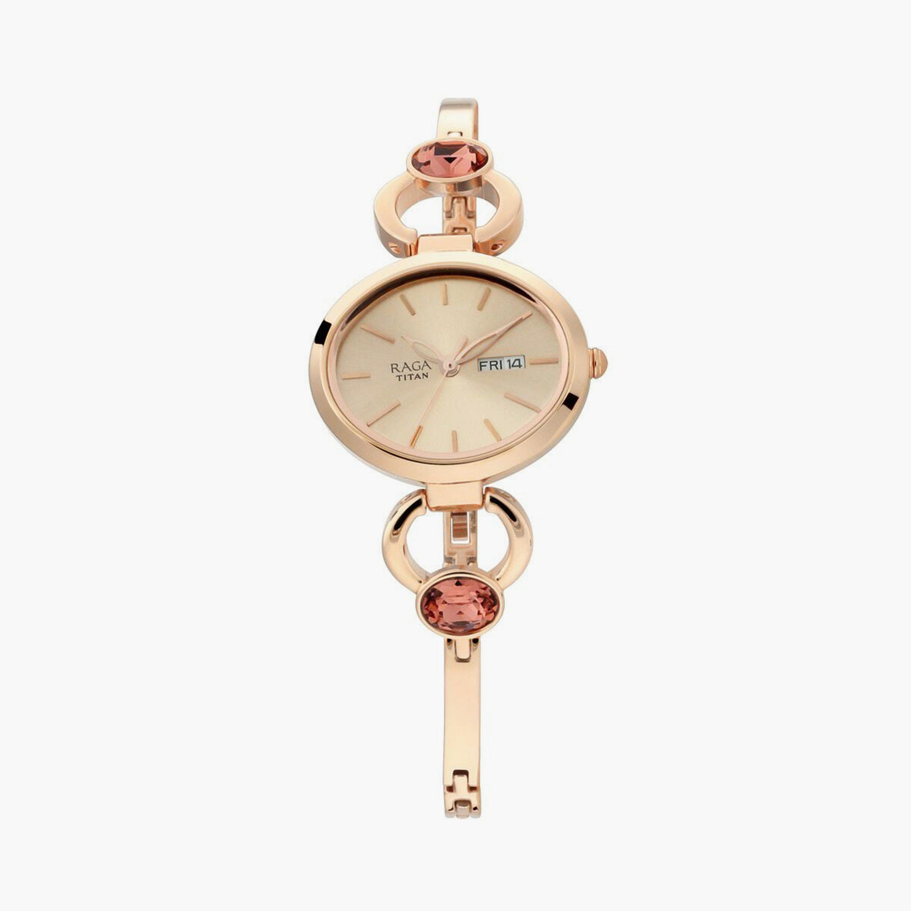 Titan Women's 30 MM Rose Gold Analog Stainless Steel Watch | 2621WM01-women-watchesandjewellery-watches-image-1