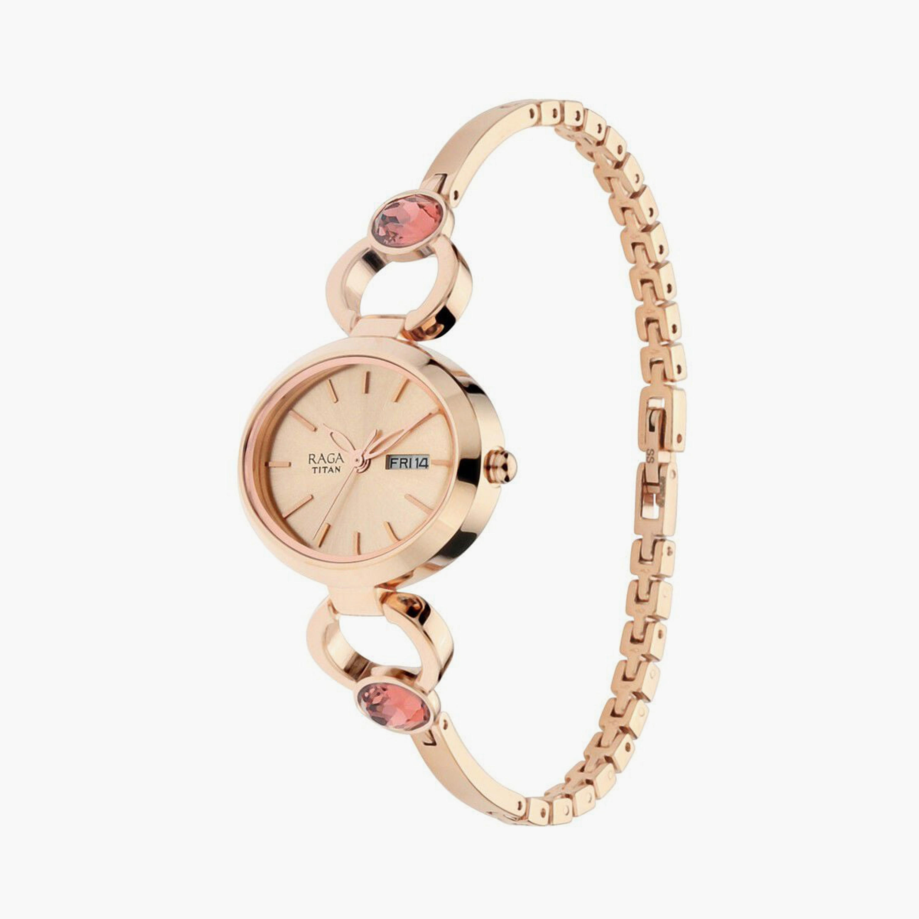 Titan Women's 30 MM Rose Gold Analog Stainless Steel Watch | 2621WM01-women-watchesandjewellery-watches-image-2