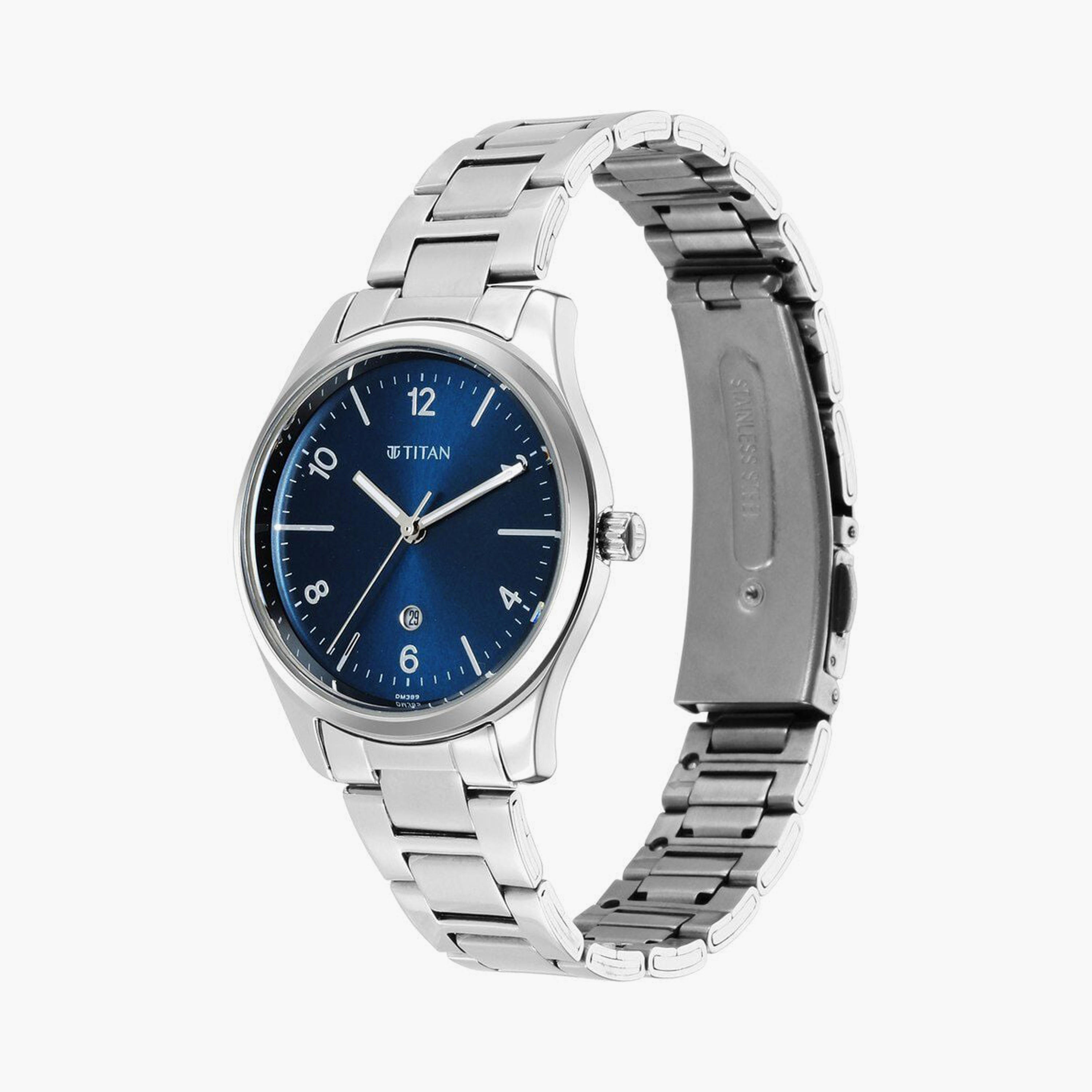 Titan Women's 33 MM Silver Analog Stainless Steel Watch | 2639SM07-women-watchesandjewellery-watches-image-2