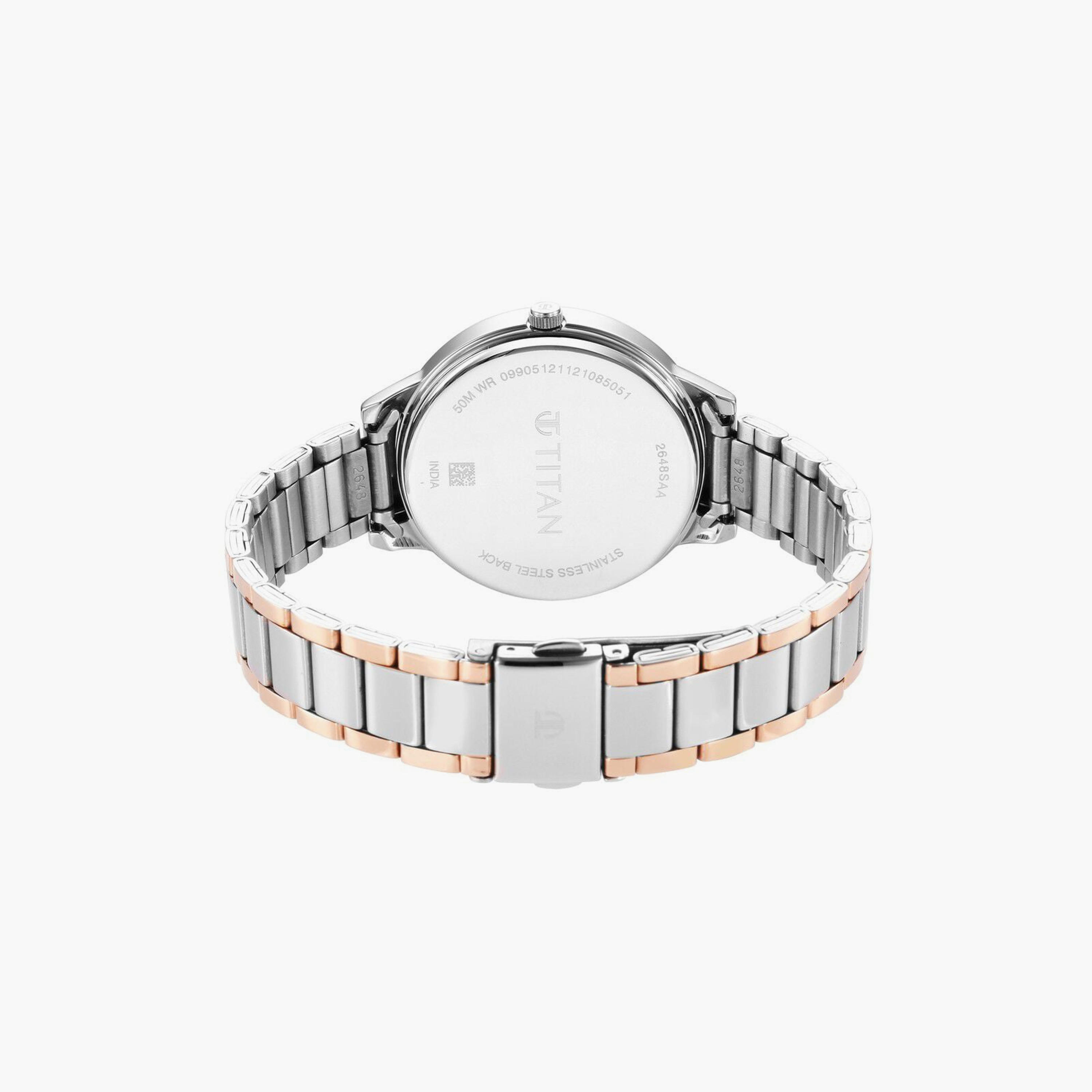 Titan Women's 37 MM Silver & Rose Gold Analog Stainless Steel Watch | 2648KM02-women-watchesandjewellery-watches-image-3