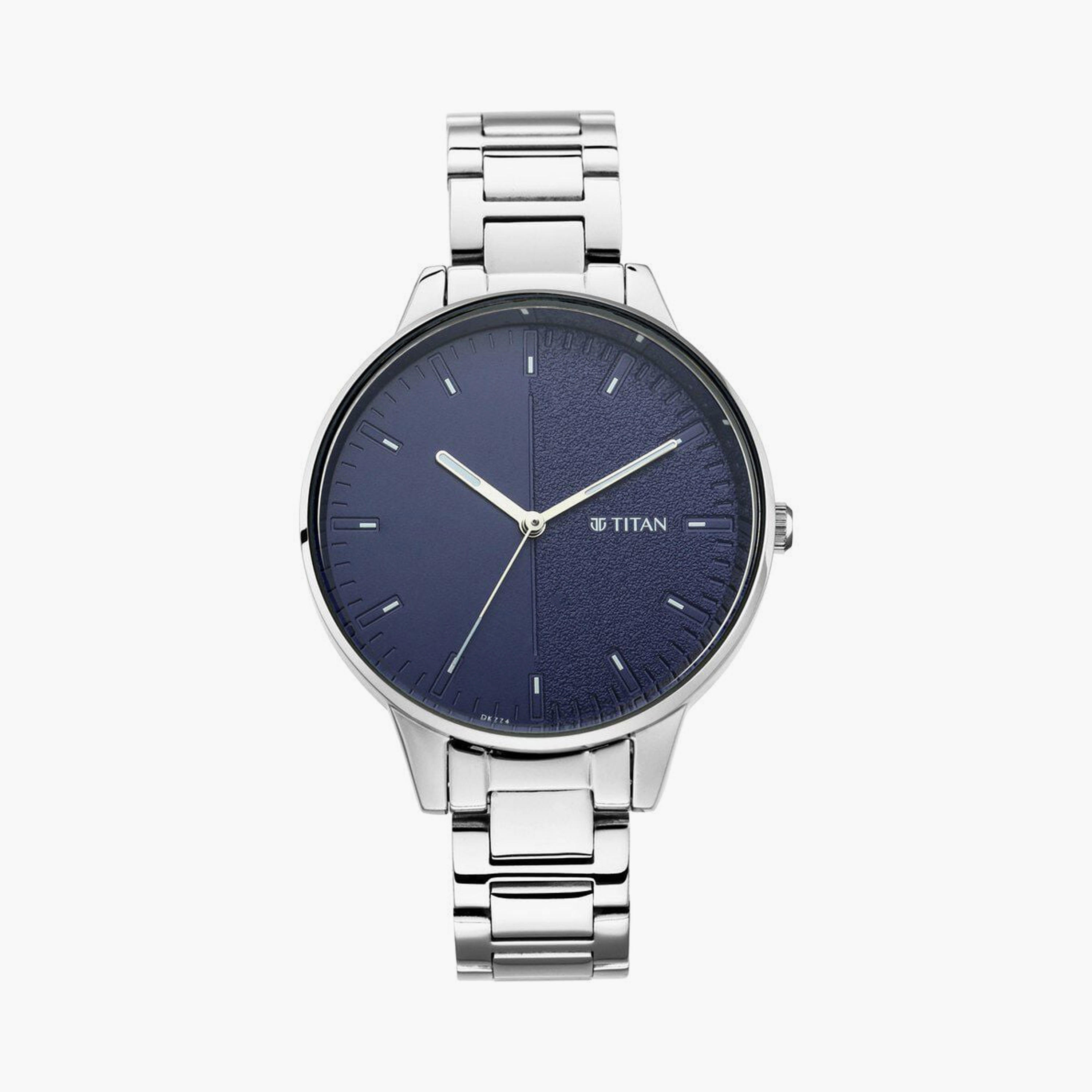 Titan Women's 36 MM Silver Analog Stainless Steel Watch | 2648SM01-women-watchesandjewellery-watches-image-1