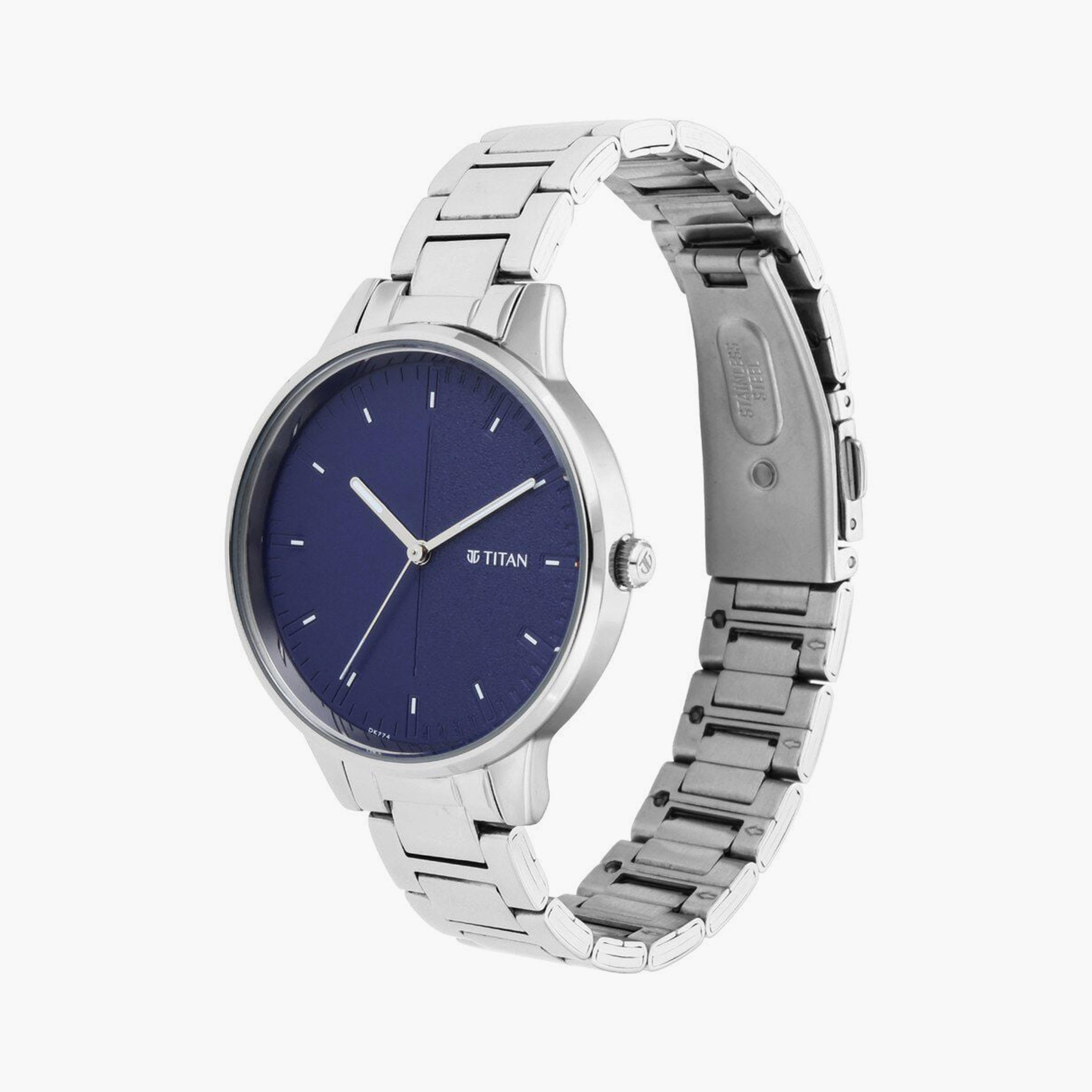 ساعة يد نسائية تيتان بقطر 36 مم أنالوج فضية ستانلس ستيل | 2648SM01-women-watchesandjewellery-watches-image-2