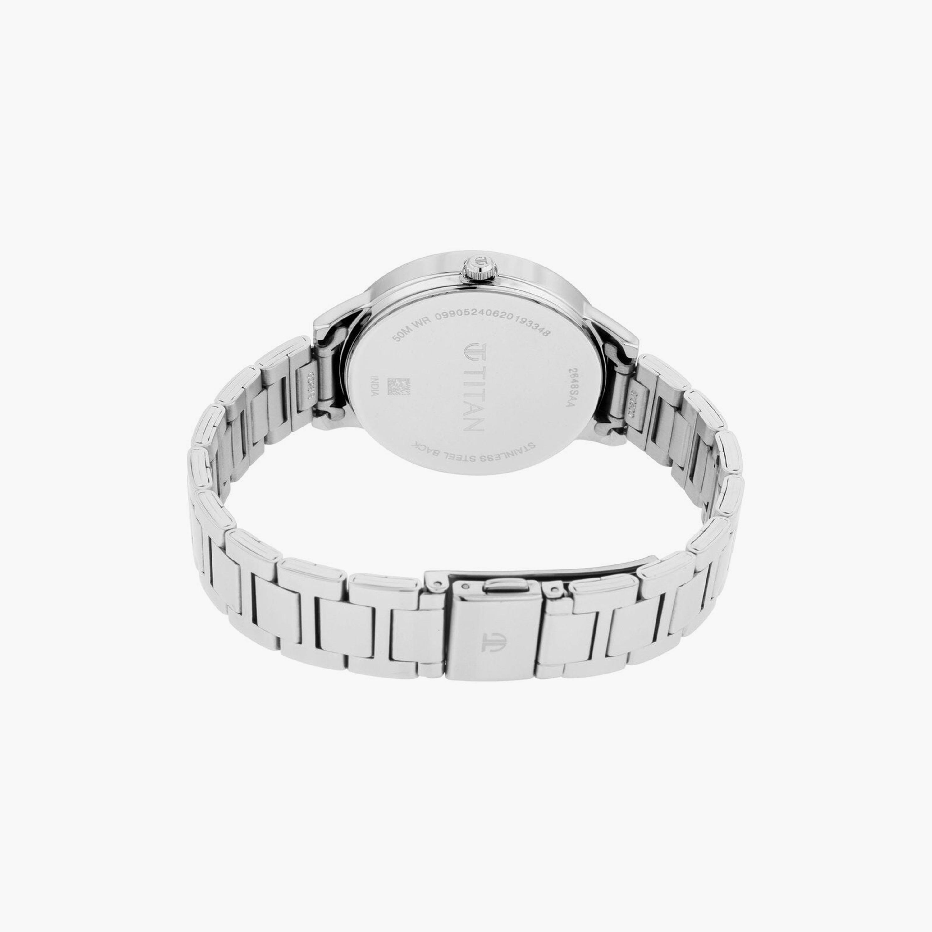 ساعة يد نسائية تيتان بقطر 36 مم أنالوج فضية ستانلس ستيل | 2648SM01-women-watchesandjewellery-watches-image-3