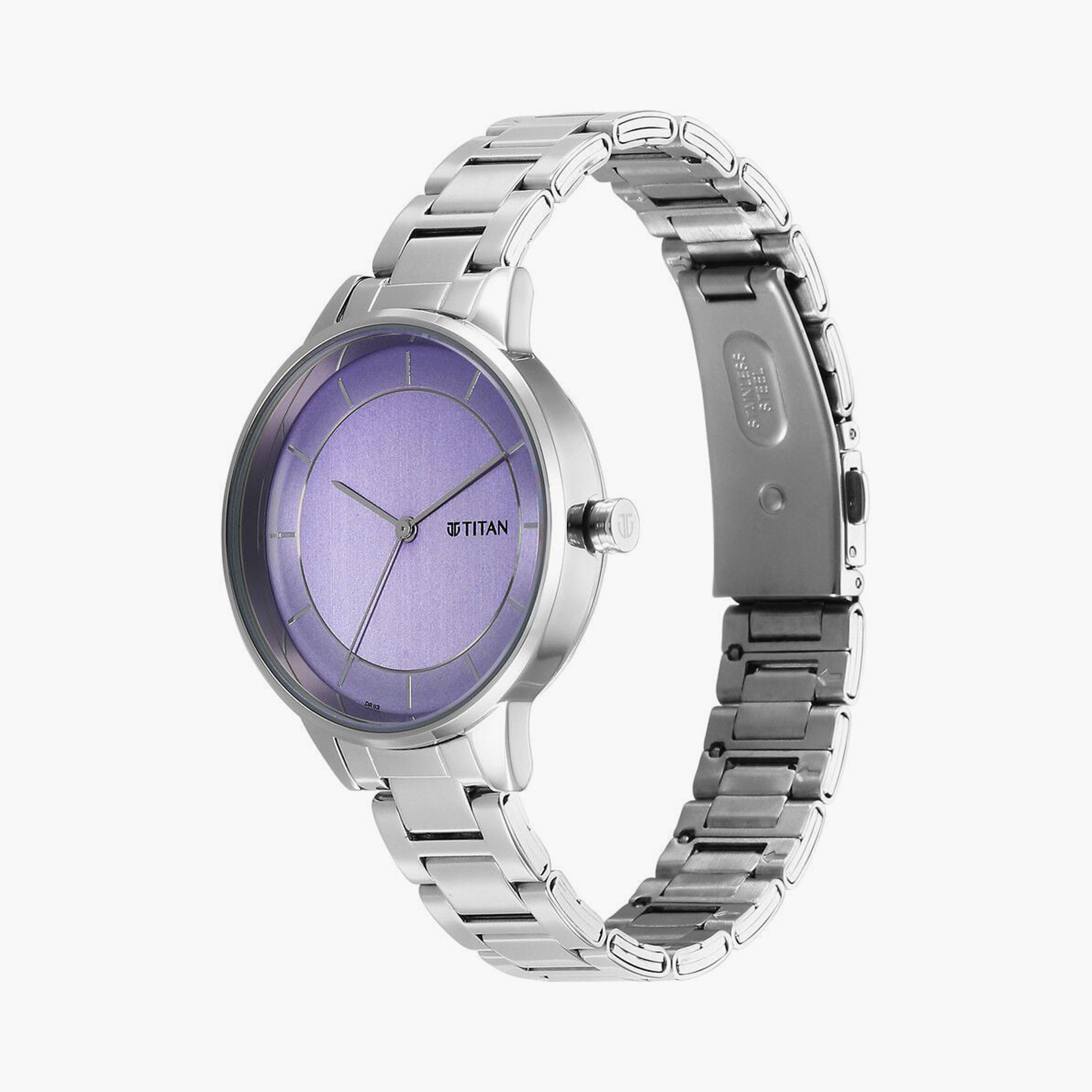Titan Women's 37 MM Silver Analog Stainless Steel Watch | 2648SM12-women-watchesandjewellery-watches-image-2
