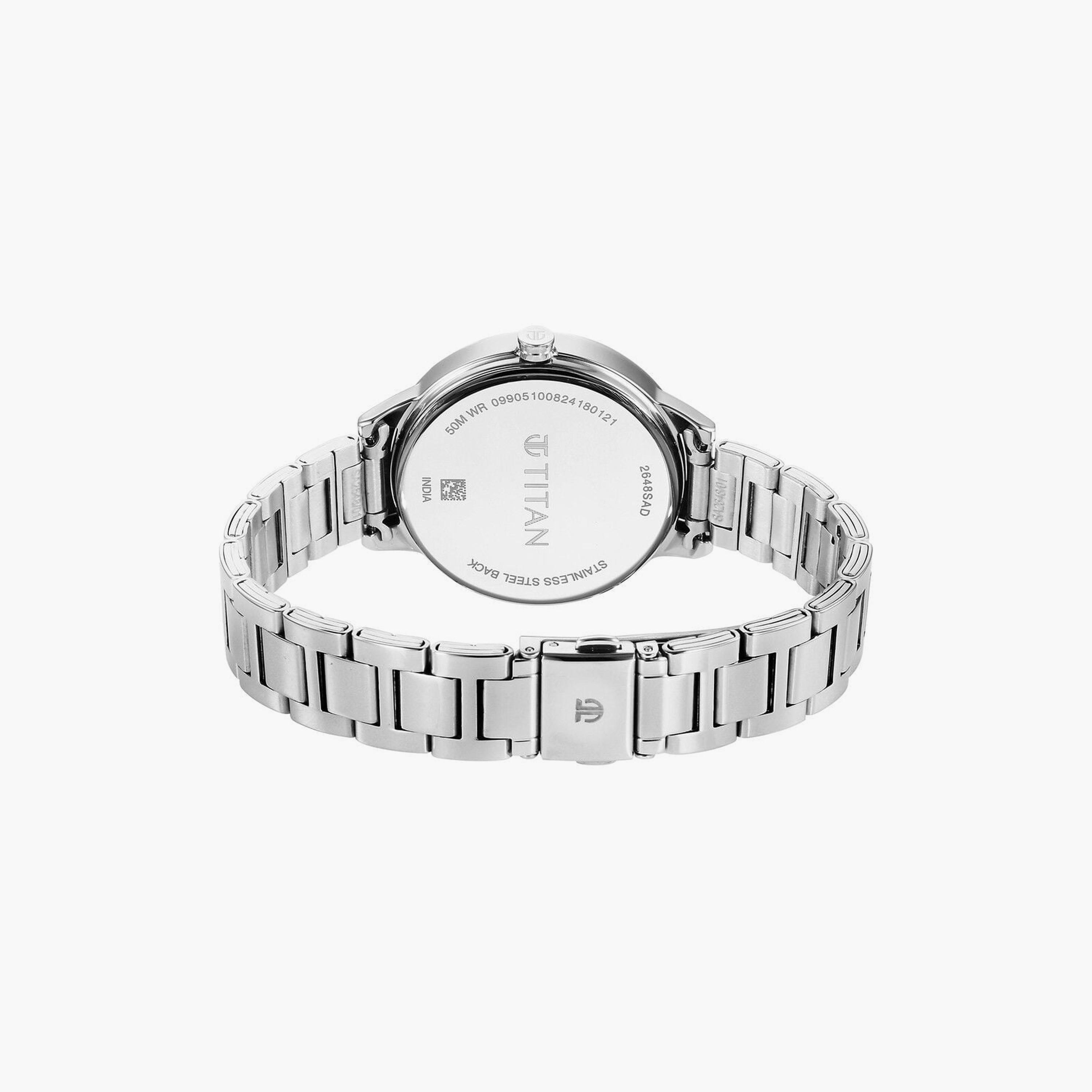 Titan Women's 37 MM Silver Analog Stainless Steel Watch | 2648SM12-women-watchesandjewellery-watches-image-3