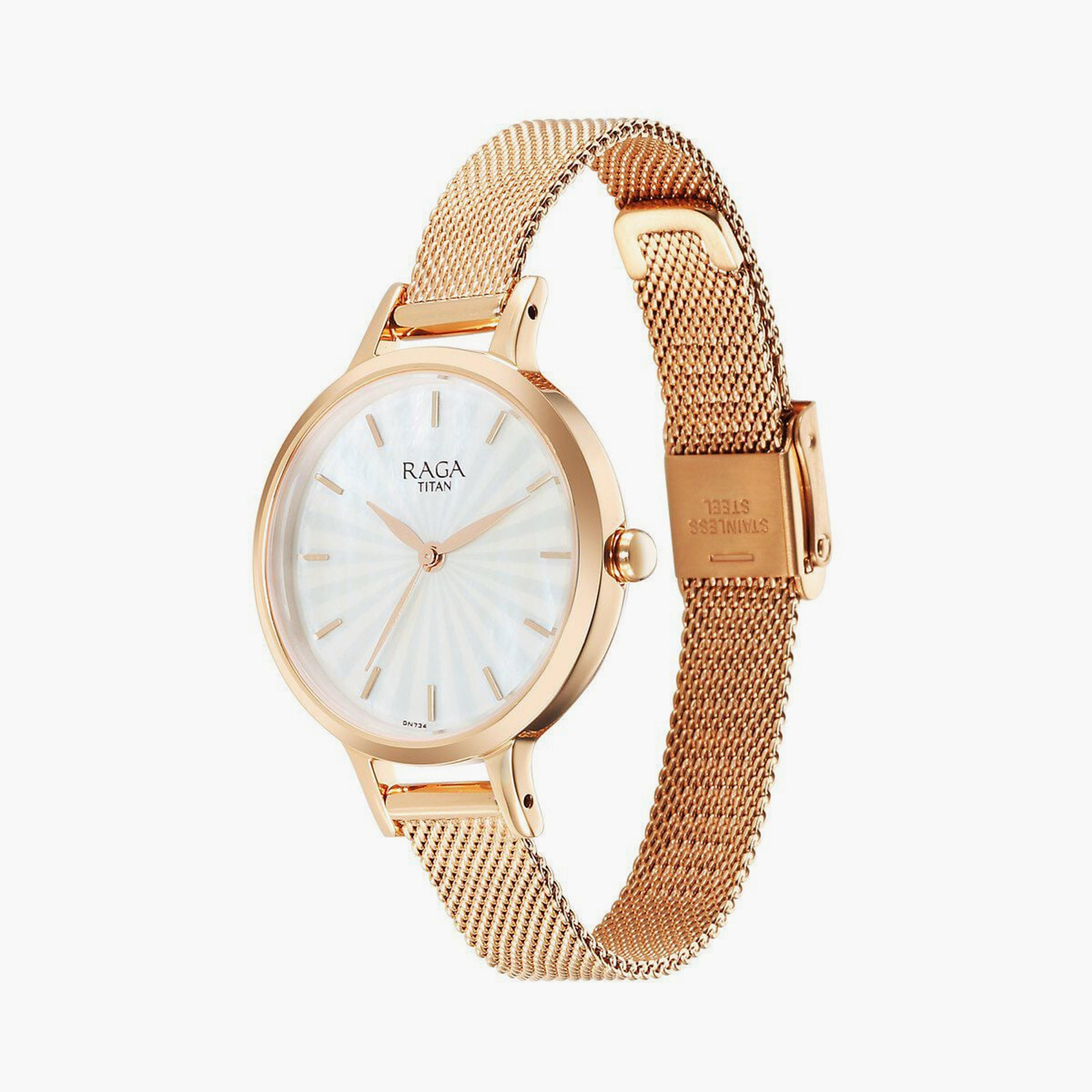 ساعة يد نسائية تيتان بقطر 28 مم أنالوج ذهبية وردية ستانلس ستيل | 2666WM01-women-watchesandjewellery-watches-image-2