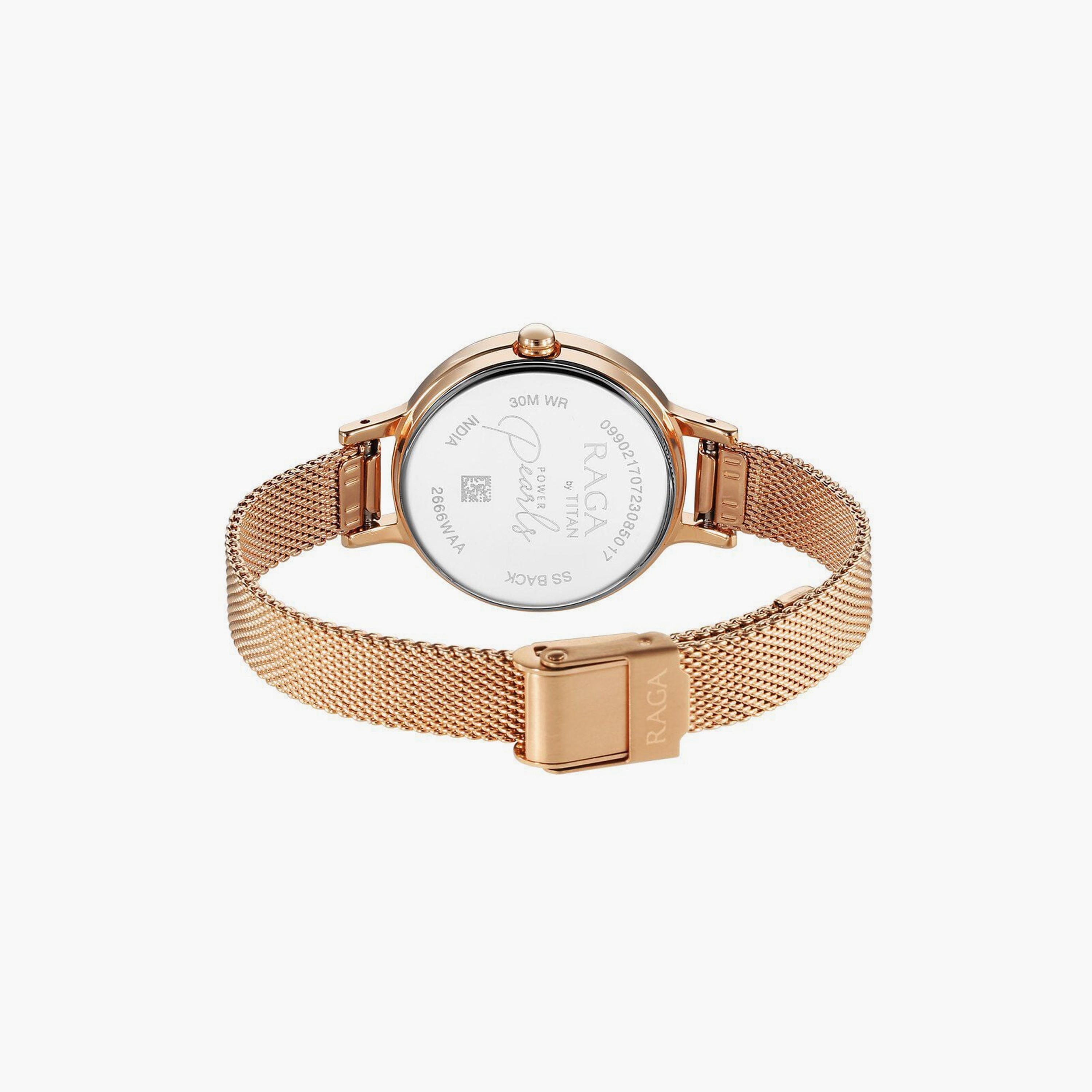 ساعة يد نسائية تيتان بقطر 28 مم أنالوج ذهبية وردية ستانلس ستيل | 2666WM01-women-watchesandjewellery-watches-image-3