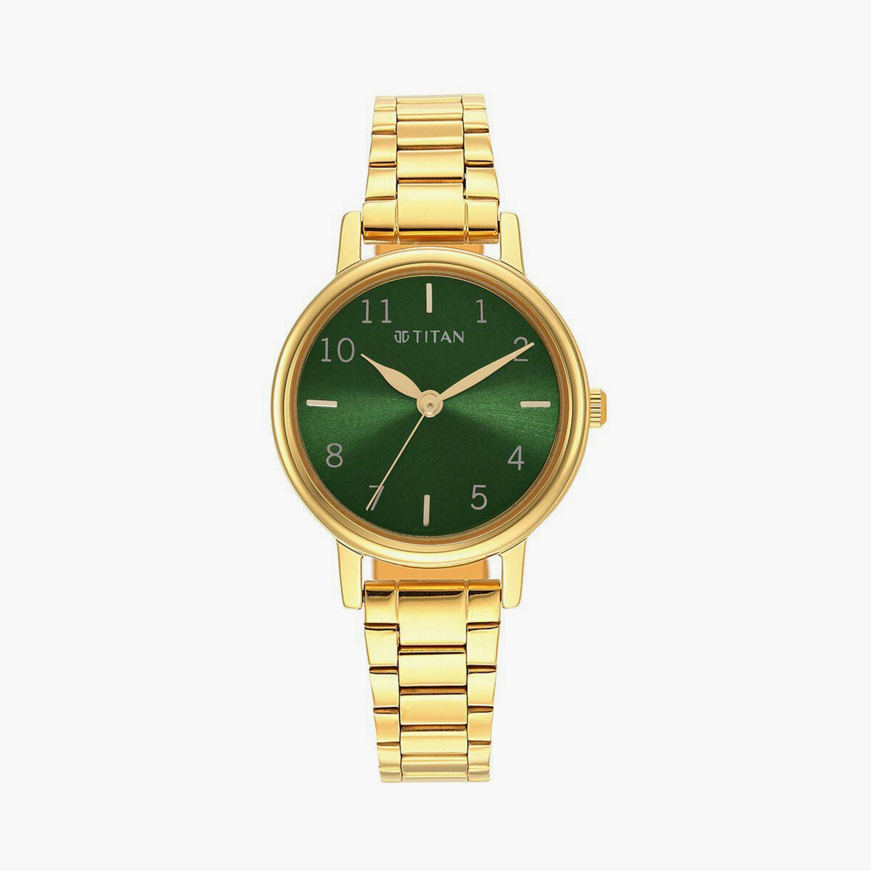 Titan Women's 28 MM Gold Analog Stainless Steel Watch | 2678YM01-women-watchesandjewellery-watches-image-1