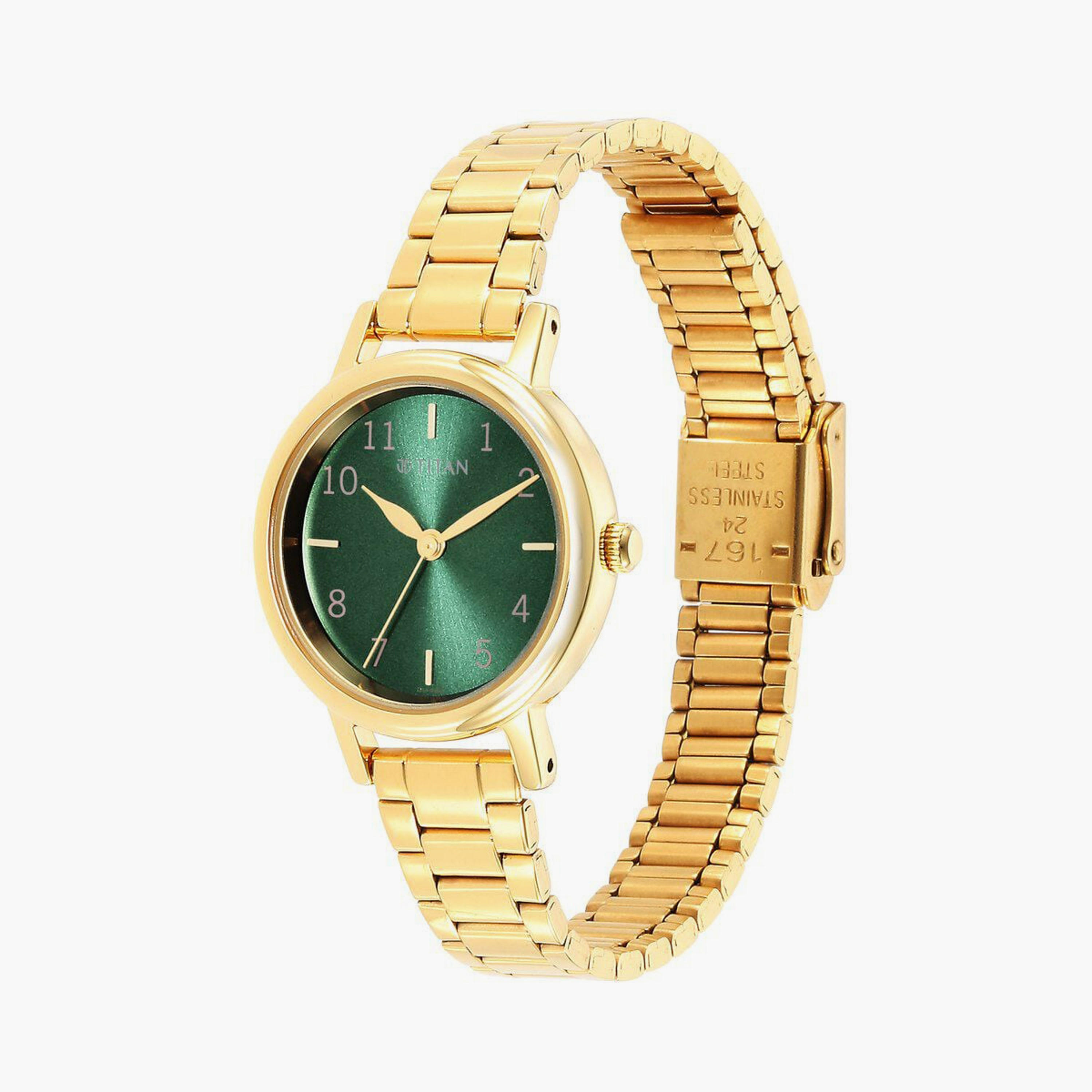 Titan Women's 28 MM Gold Analog Stainless Steel Watch | 2678YM01-women-watchesandjewellery-watches-image-2