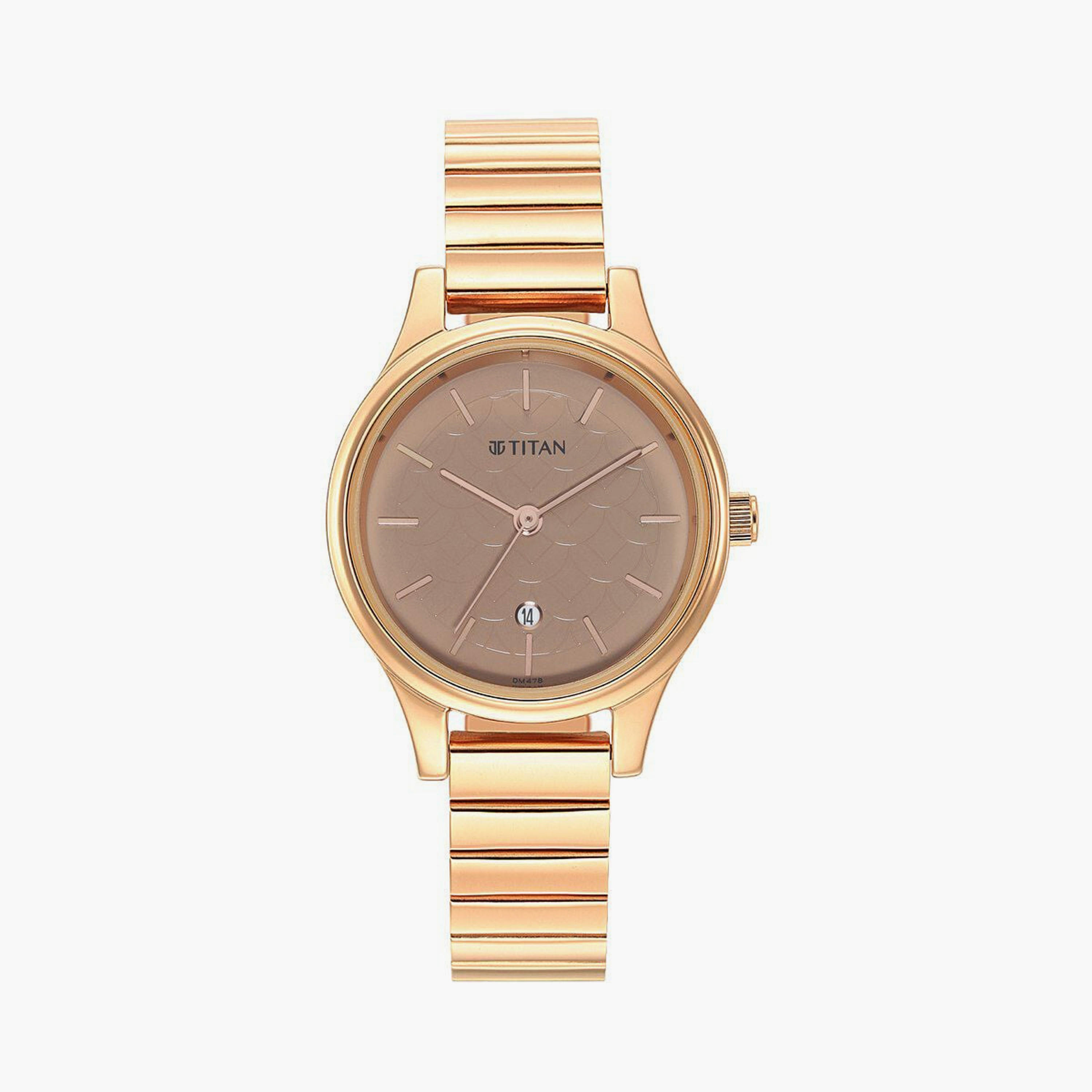 Titan Women's 30 MM Rose Gold Analog Stainless Steel Watch | 2679WM01-women-watchesandjewellery-watches-image-1