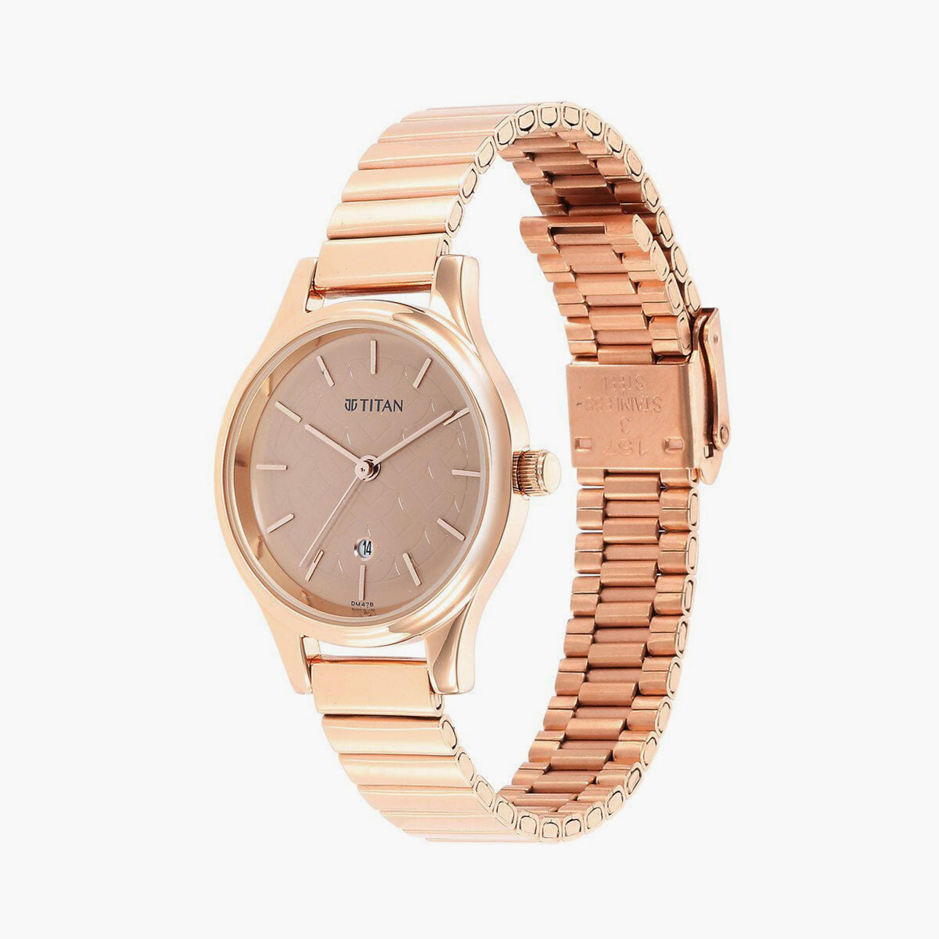 Titan Women's 30 MM Rose Gold Analog Stainless Steel Watch | 2679WM01-women-watchesandjewellery-watches-image-2
