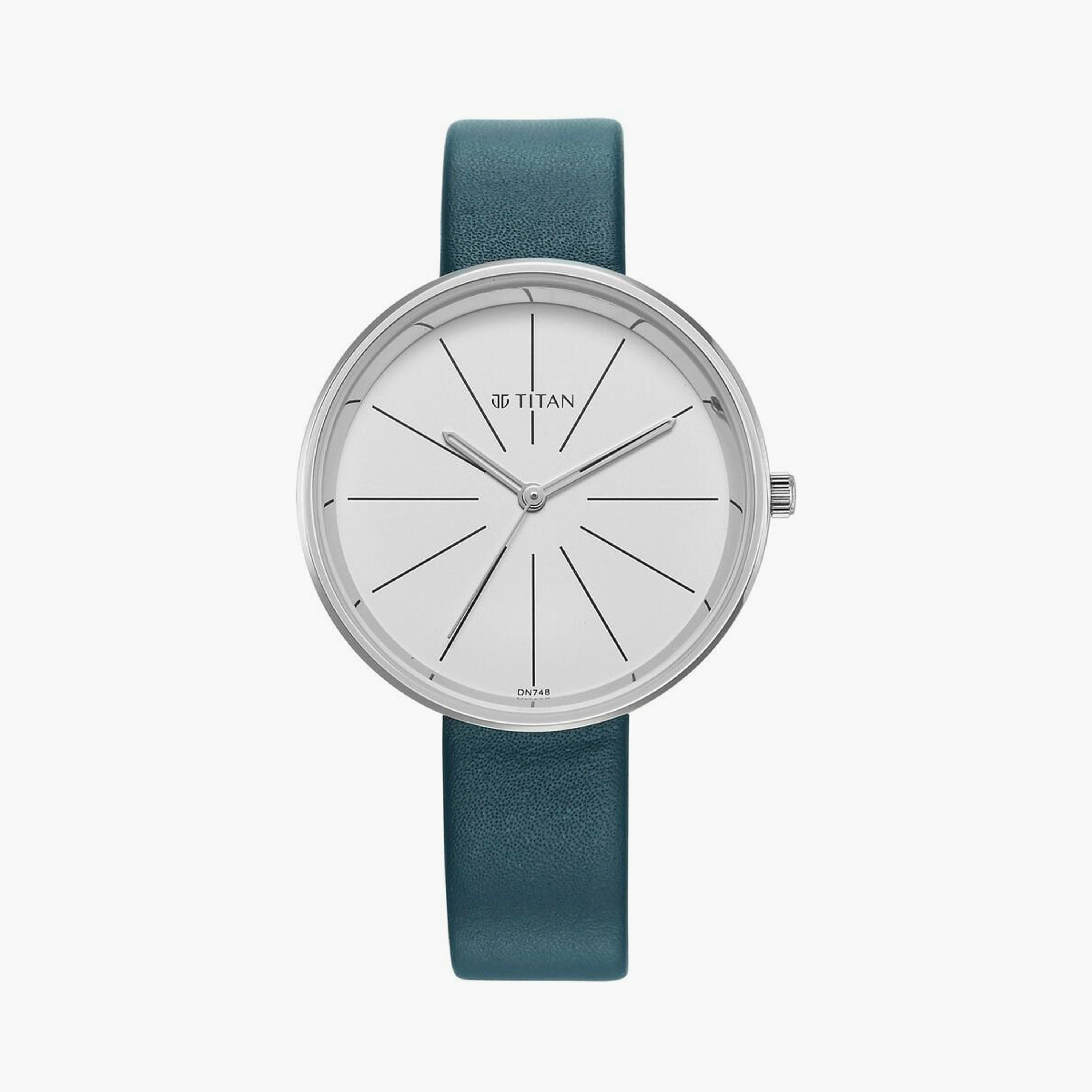 Titan Women's 36 MM Teal Analog Leather Watch with Bracelet | 2718SL01-women-watchesandjewellery-watches-image-2
