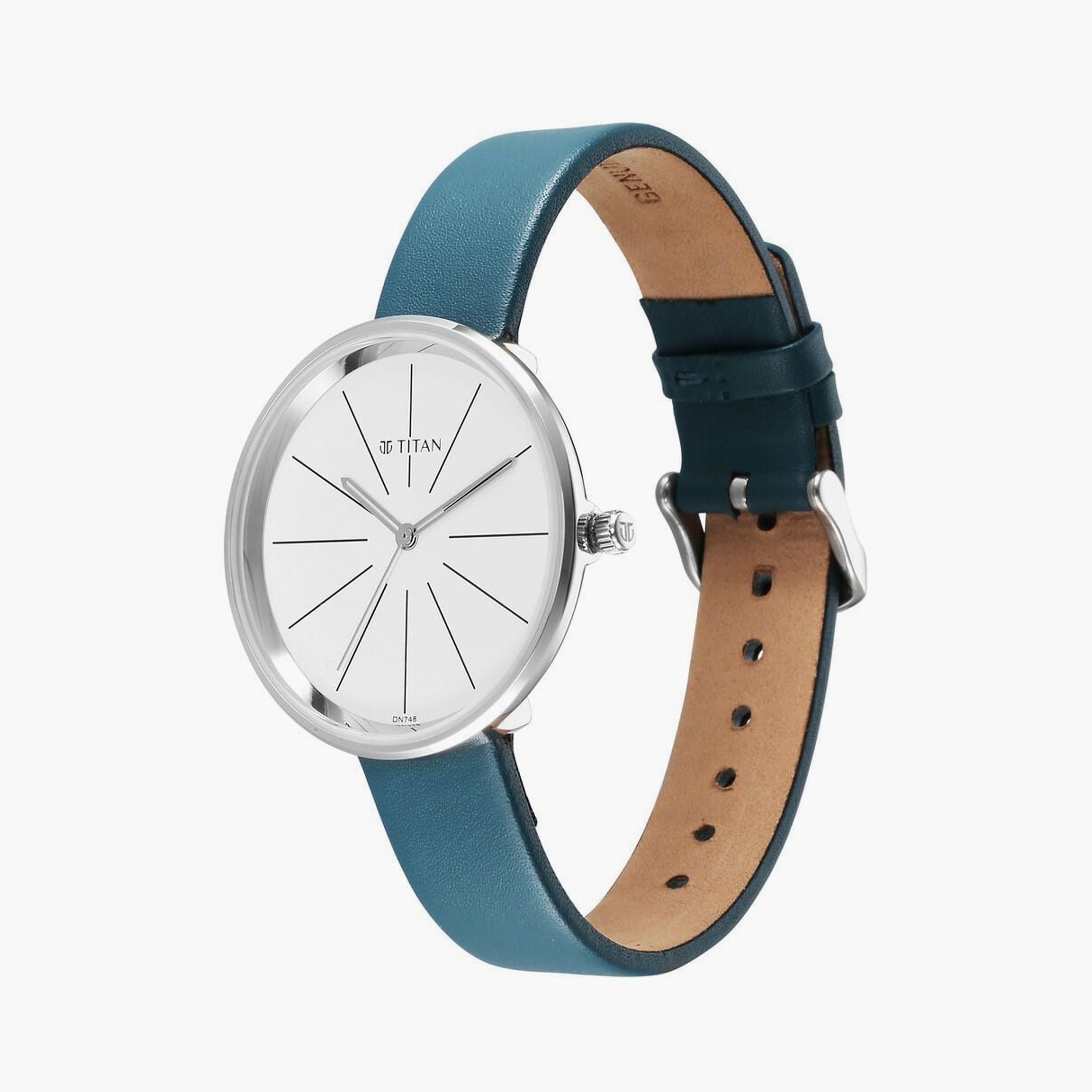 Titan Women's 36 MM Teal Analog Leather Watch with Bracelet | 2718SL01-women-watchesandjewellery-watches-image-3
