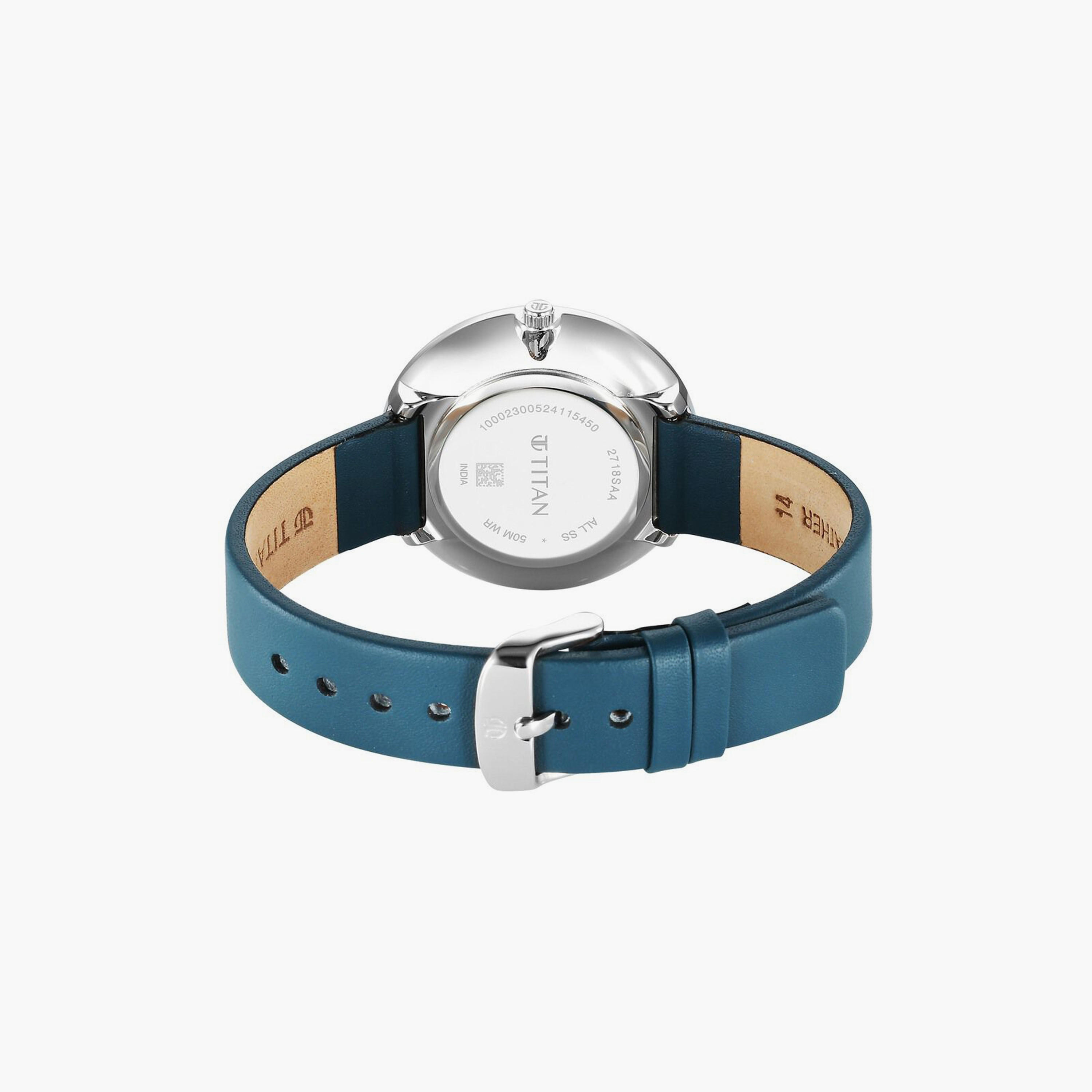 Titan Women's 36 MM Teal Analog Leather Watch with Bracelet | 2718SL01-women-watchesandjewellery-watches-image-4