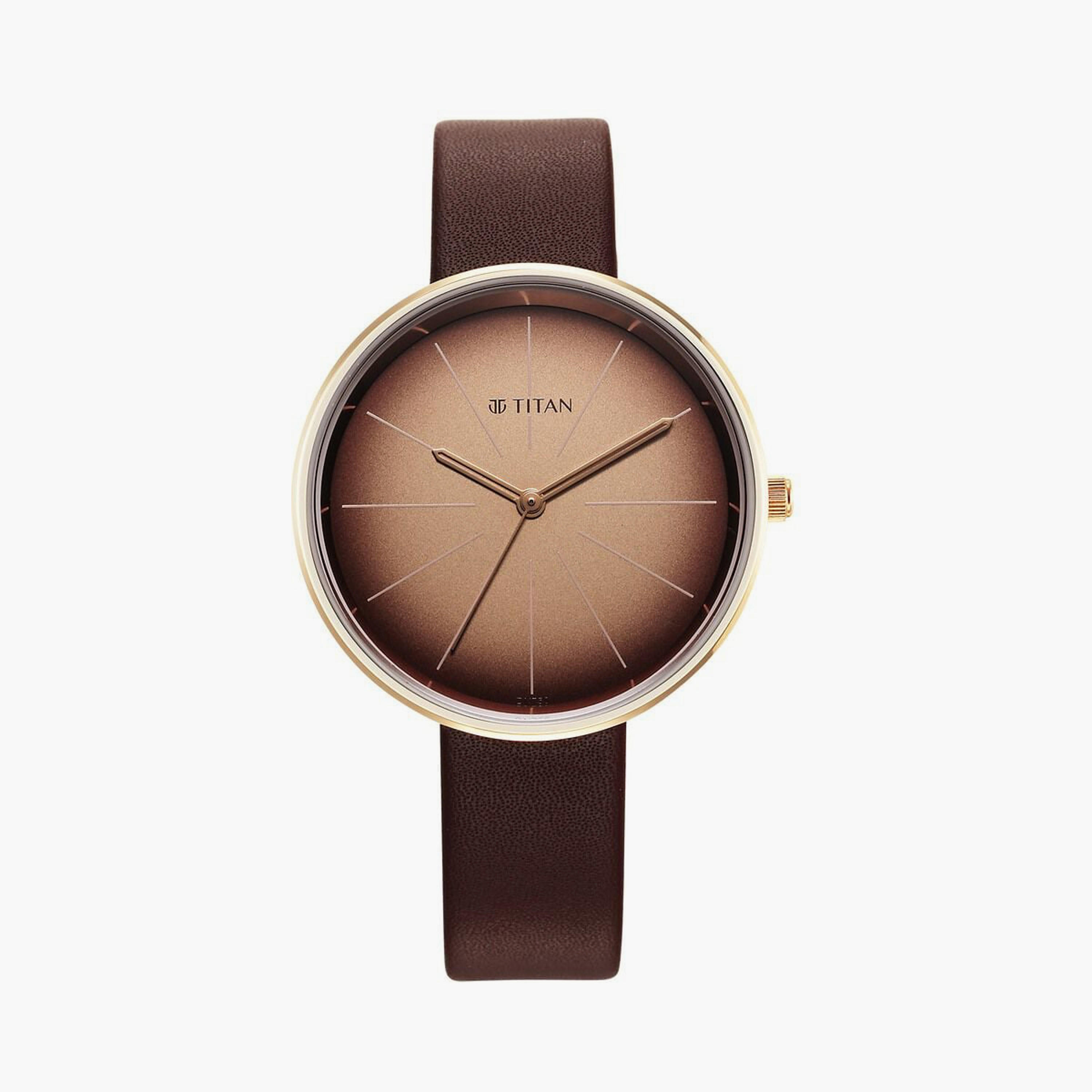 Titan Women's 36 MM Brown Analog Leather Watch with Bracelet | 2718WL01-women-watchesandjewellery-watches-image-2