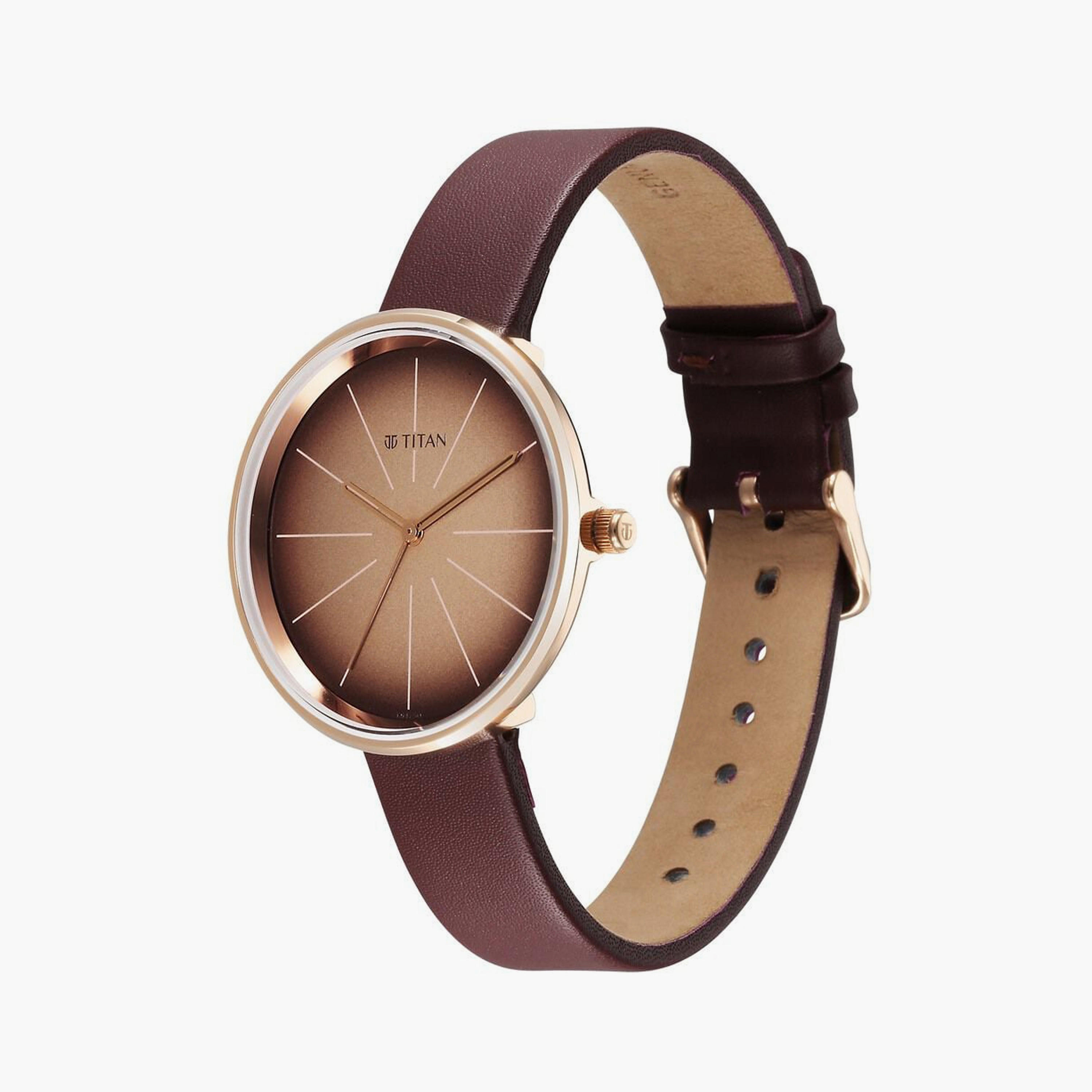 Titan Women's 36 MM Brown Analog Leather Watch with Bracelet | 2718WL01-women-watchesandjewellery-watches-image-3