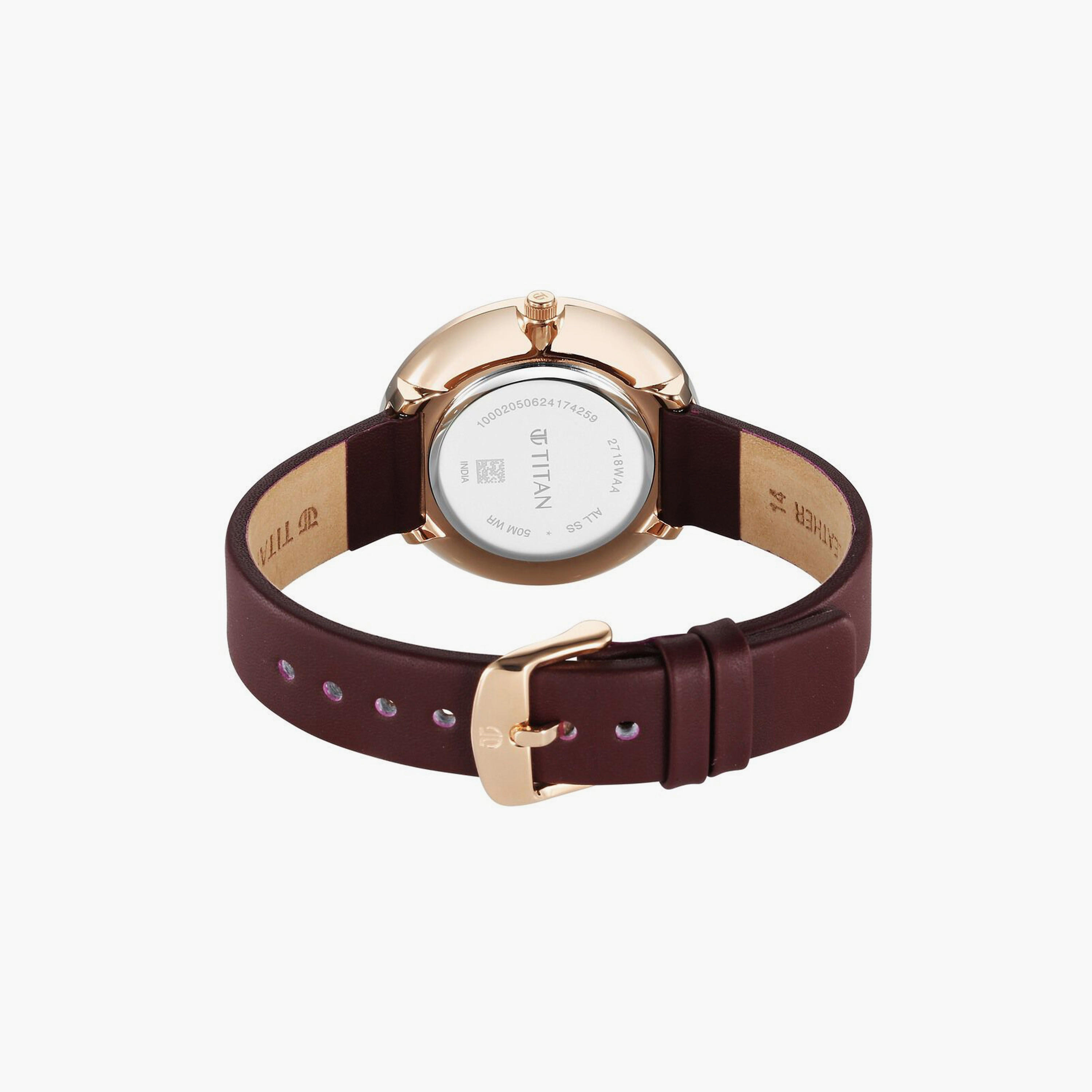 Titan Women's 36 MM Brown Analog Leather Watch with Bracelet | 2718WL01-women-watchesandjewellery-watches-image-4