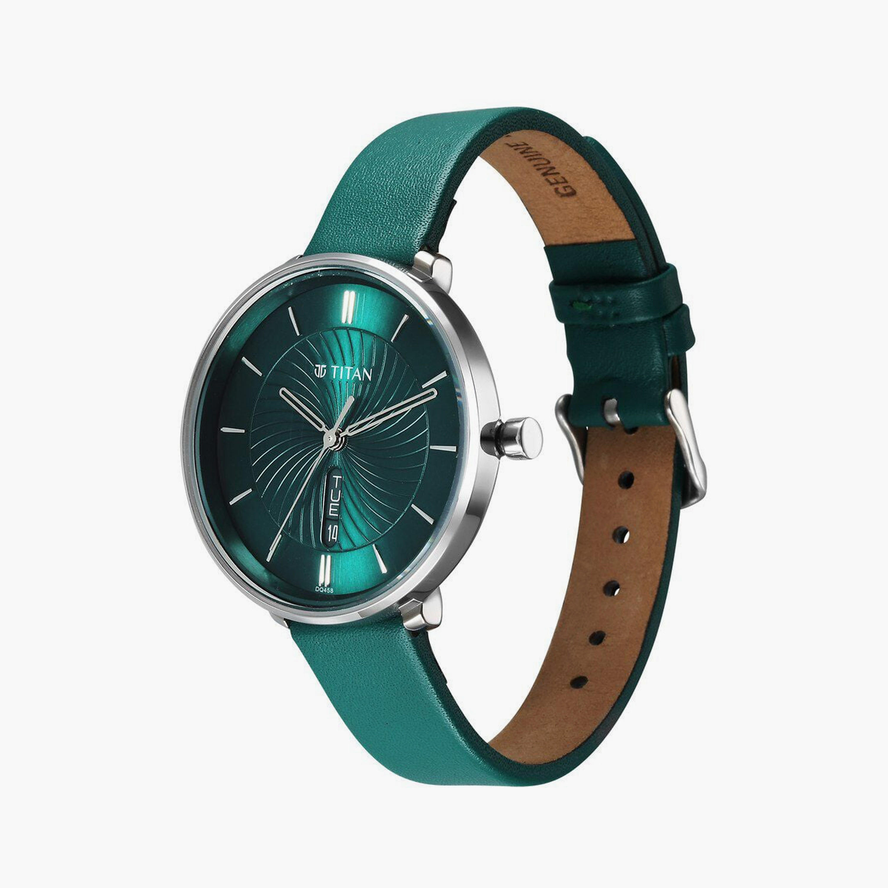 Titan Women's 36 MM Green Analog Leather Watch | 2763SL02-women-watchesandjewellery-watches-image-2